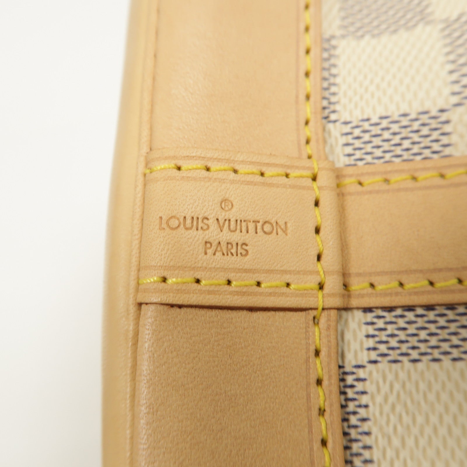 LOUIS VUITTON Damier Azur Noe BB金扣肩背袋白色
