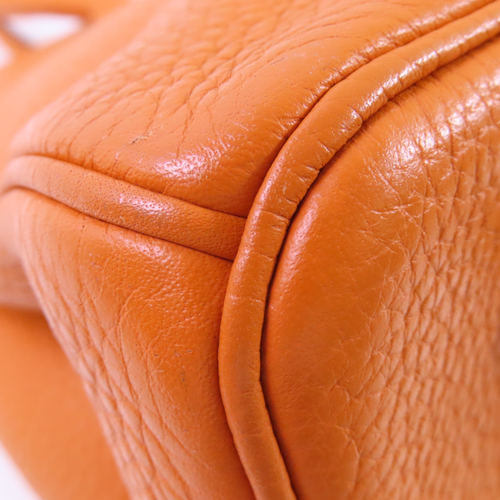 HERMES Clemence皮革Birkin 35 Hand Bag銀扣手挽袋93 Orange橙色