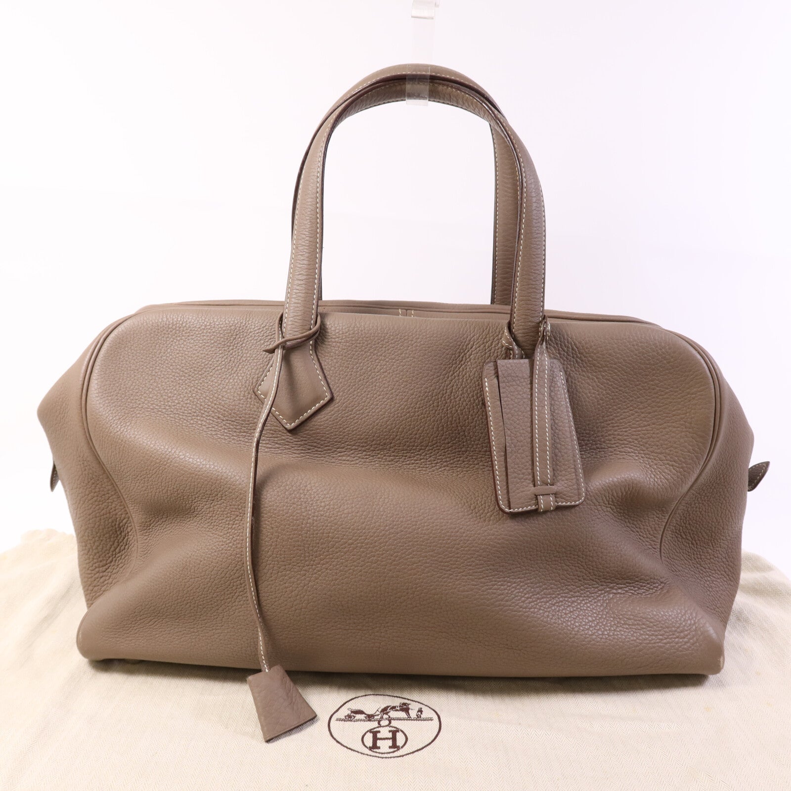 HERMES Clemence皮革Victoria 43銀扣肩背袋