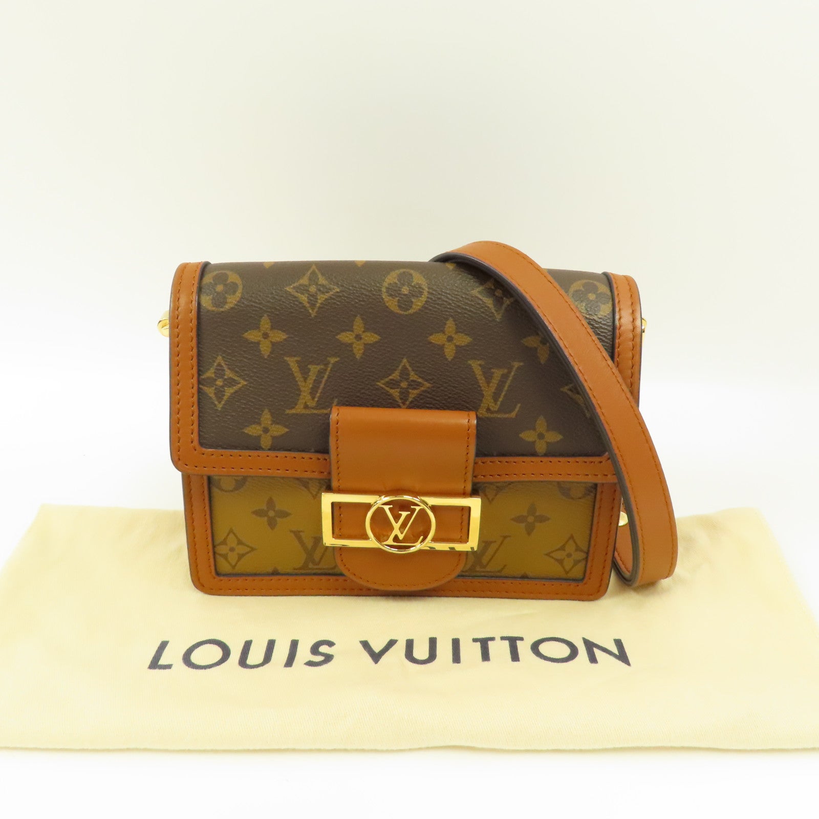 LOUIS VUITTON Monogrqam Reverse Mini Dauphine肩背袋棕色