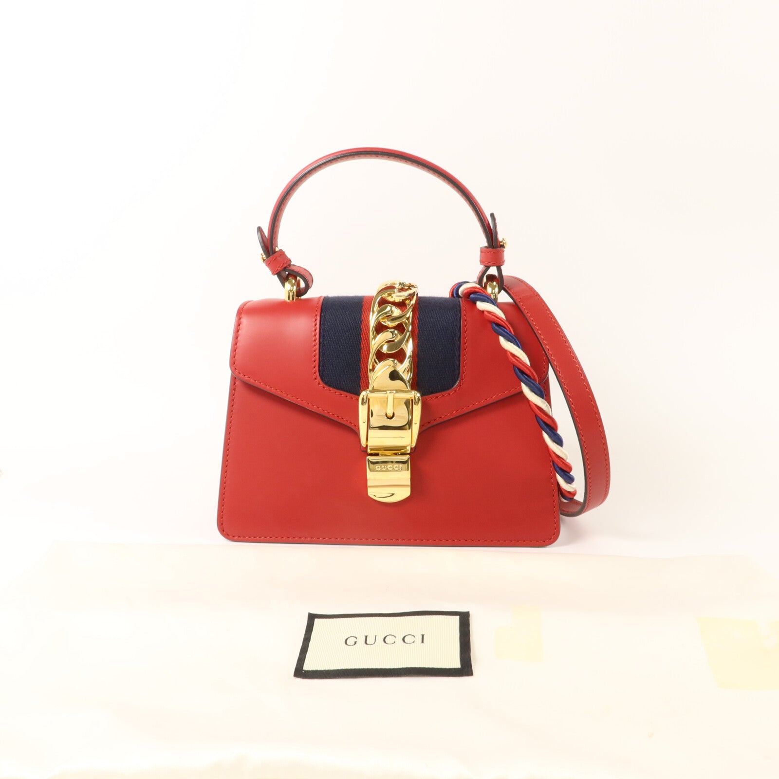 GUCCI 牛皮皮革Sylvie Mini手挽肩背兩用袋