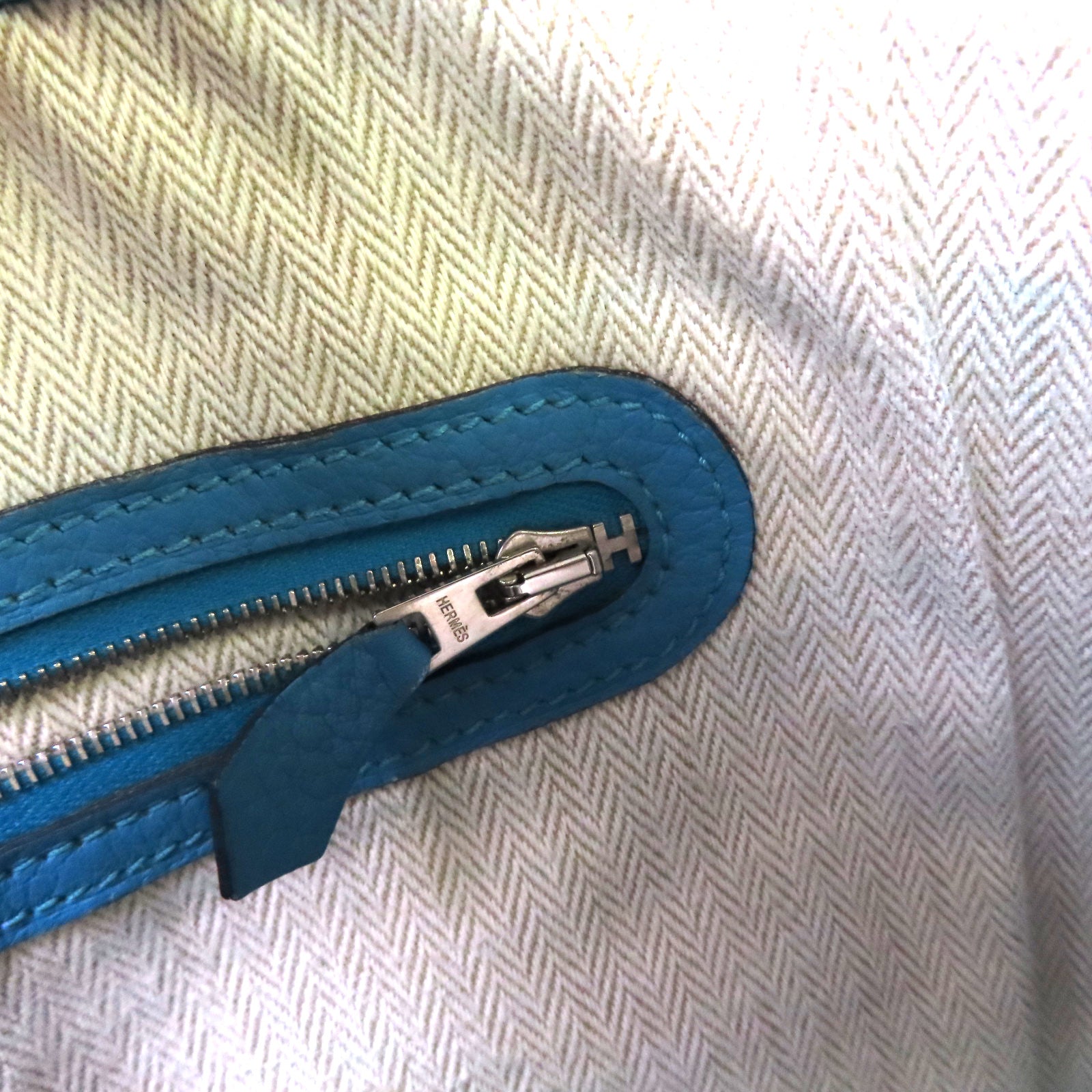 HERMES Negonda皮革Garden Party TPM Tote Bag銀扣手挽袋7B Turquoise/松石藍色