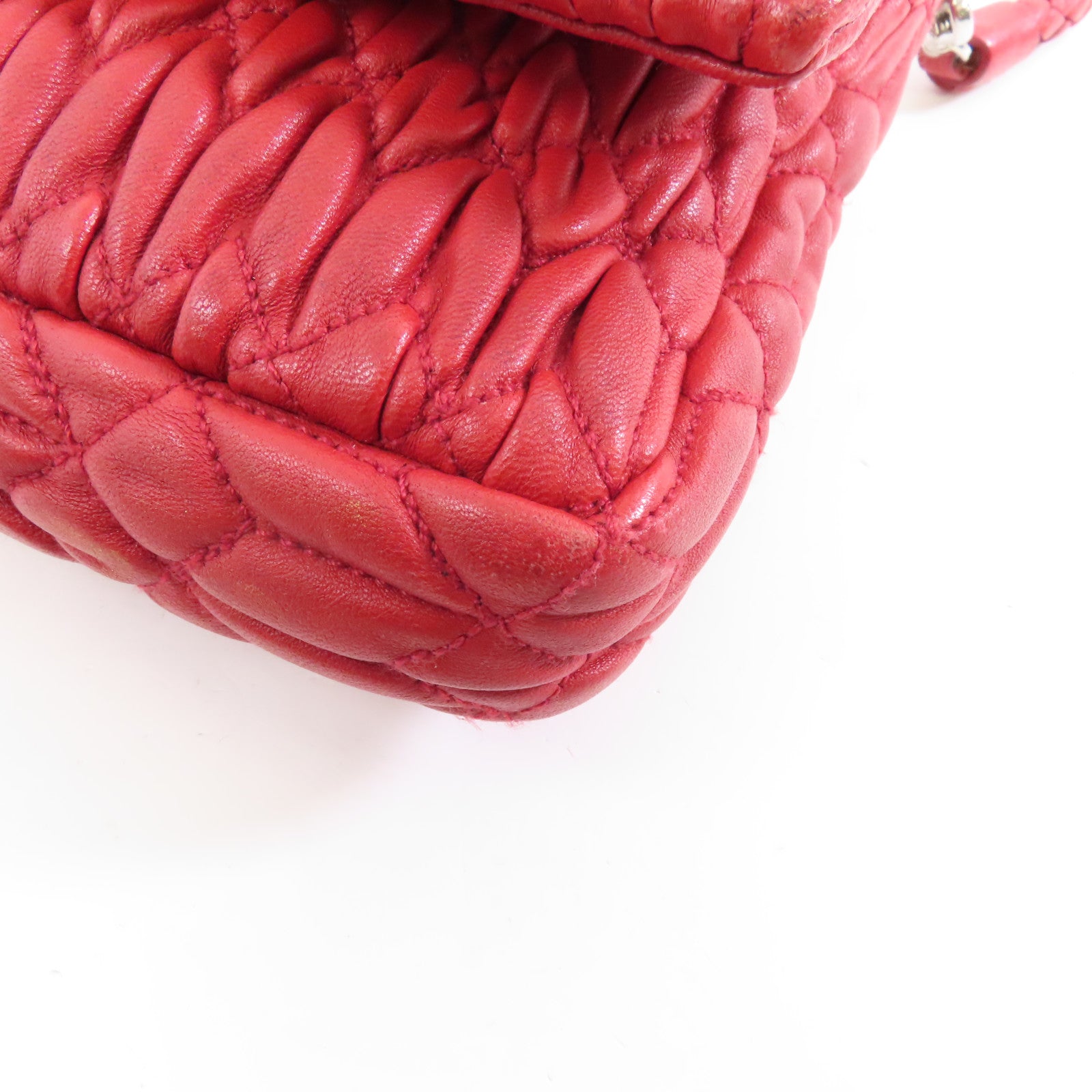 Miu Miu 羊皮皮革Shoulder Bag銀扣肩背袋紅色