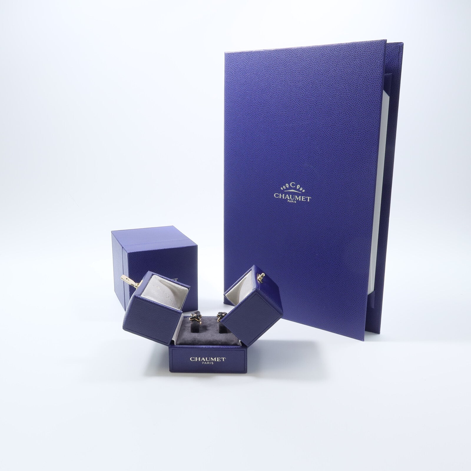 Chaumet 18K玫瑰金Jeux De Liens縞瑪瑙/鑽石耳環