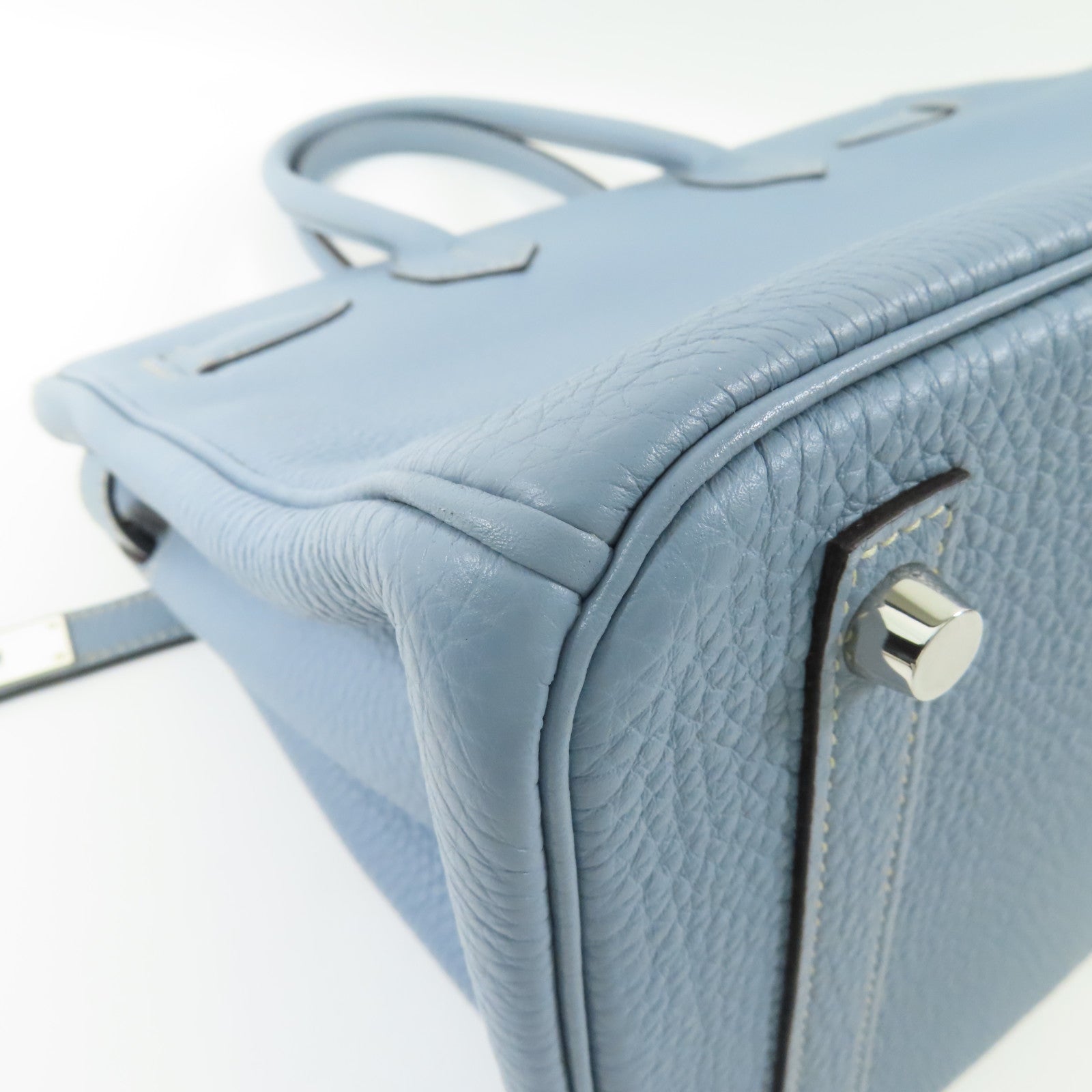 HERMES PHW Birkin 30 Handbag Togo Leather Bleu Lin