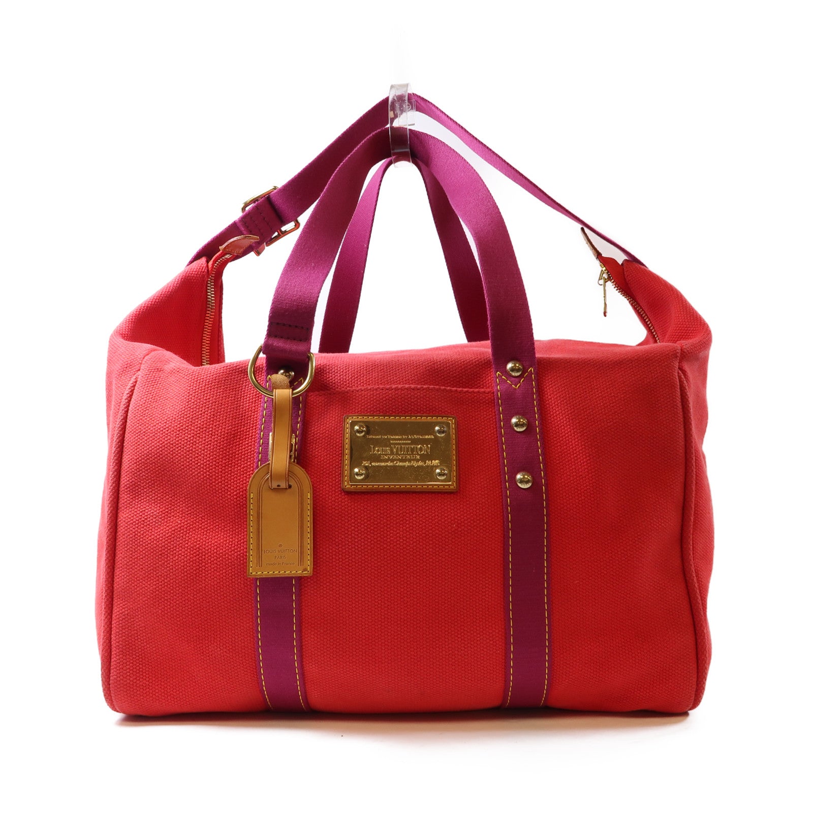 LOUIS VUITTON 帆布Antigua Sac Weekend金扣手挽袋紅色