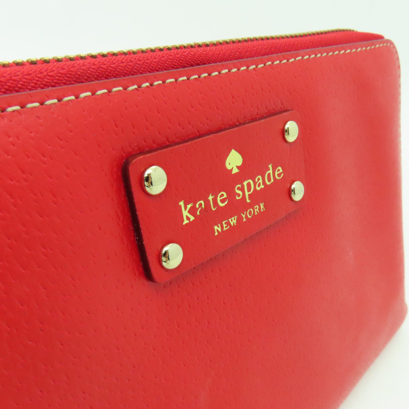 Kate Spade 【激減優惠】牛皮皮革Wallet Pouch金扣手拿包紅色