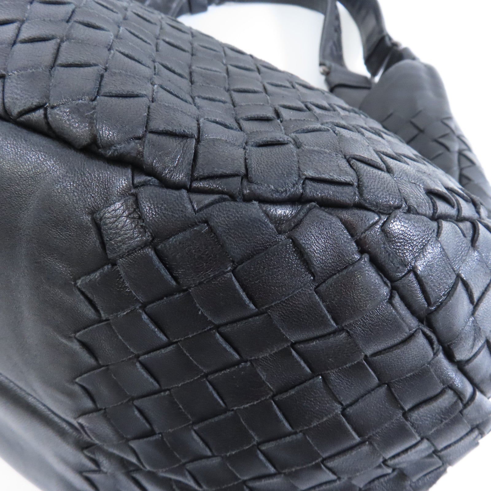 BOTTEGA VENETA 織紋皮革Campana Shoulder Bag銀扣肩背袋黑色