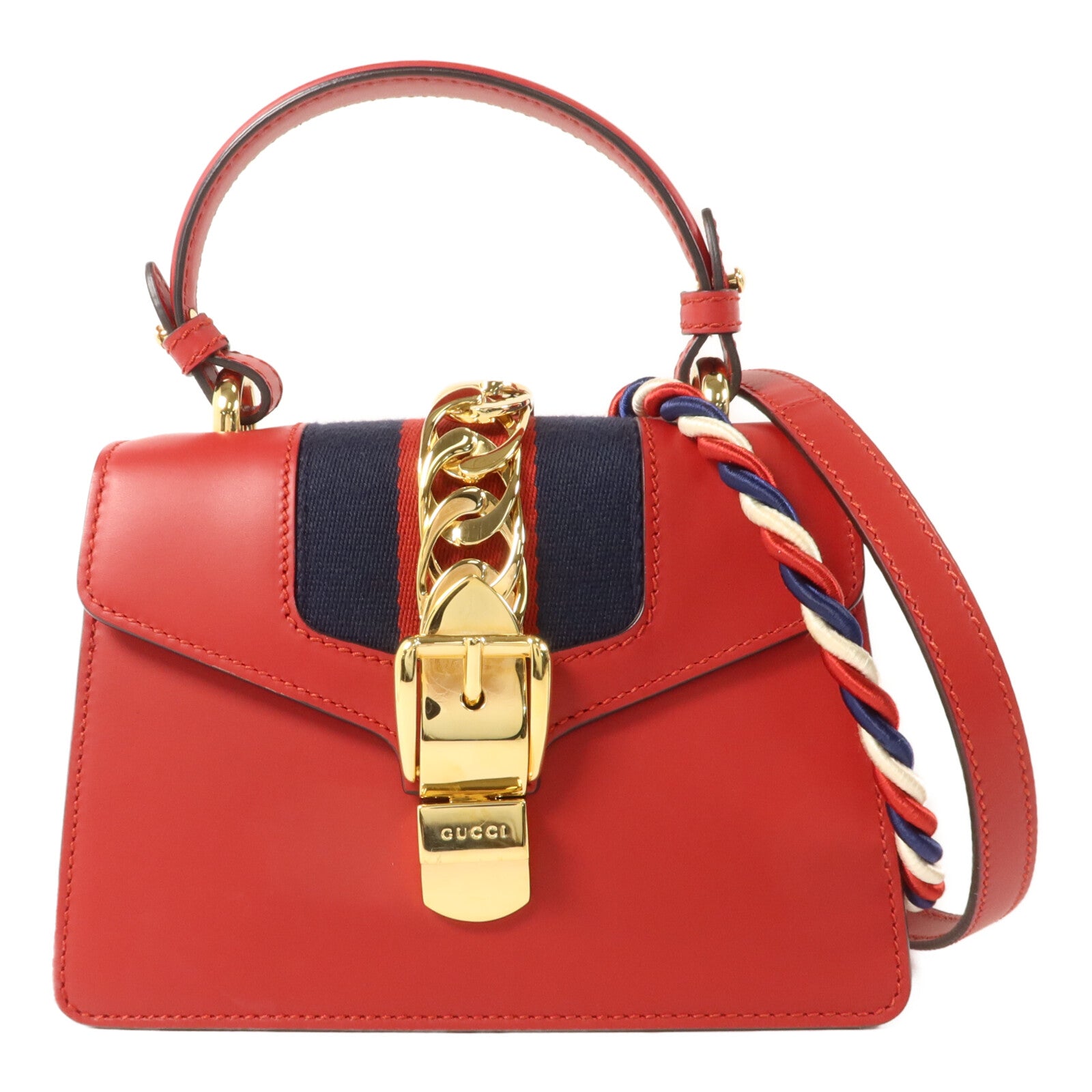 GUCCI 牛皮皮革Sylvie Mini手挽肩背兩用袋