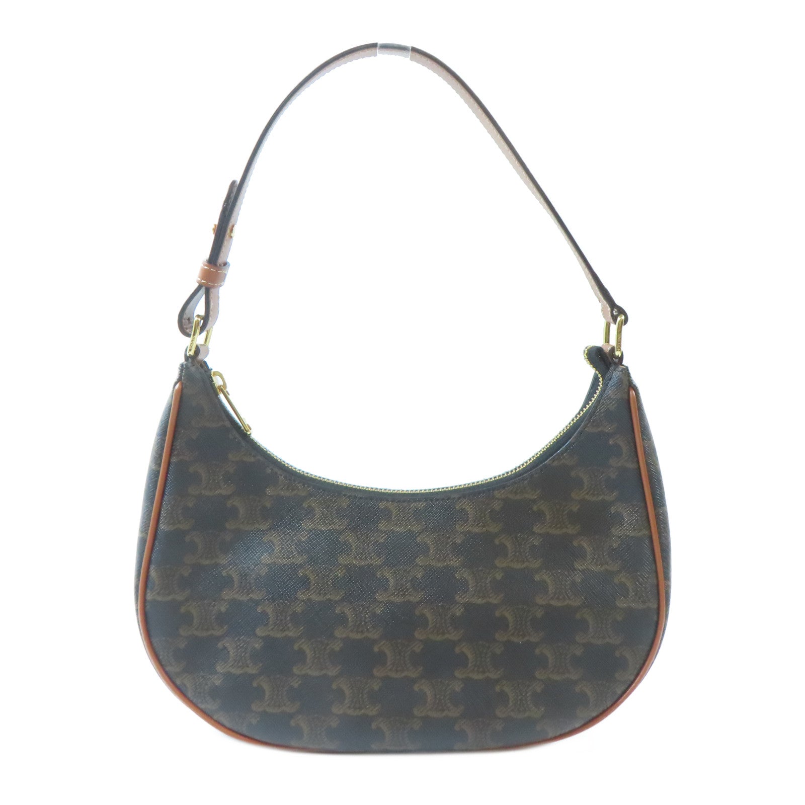 CELINE 塗層帆布Medium Ava金扣肩背袋啡色
