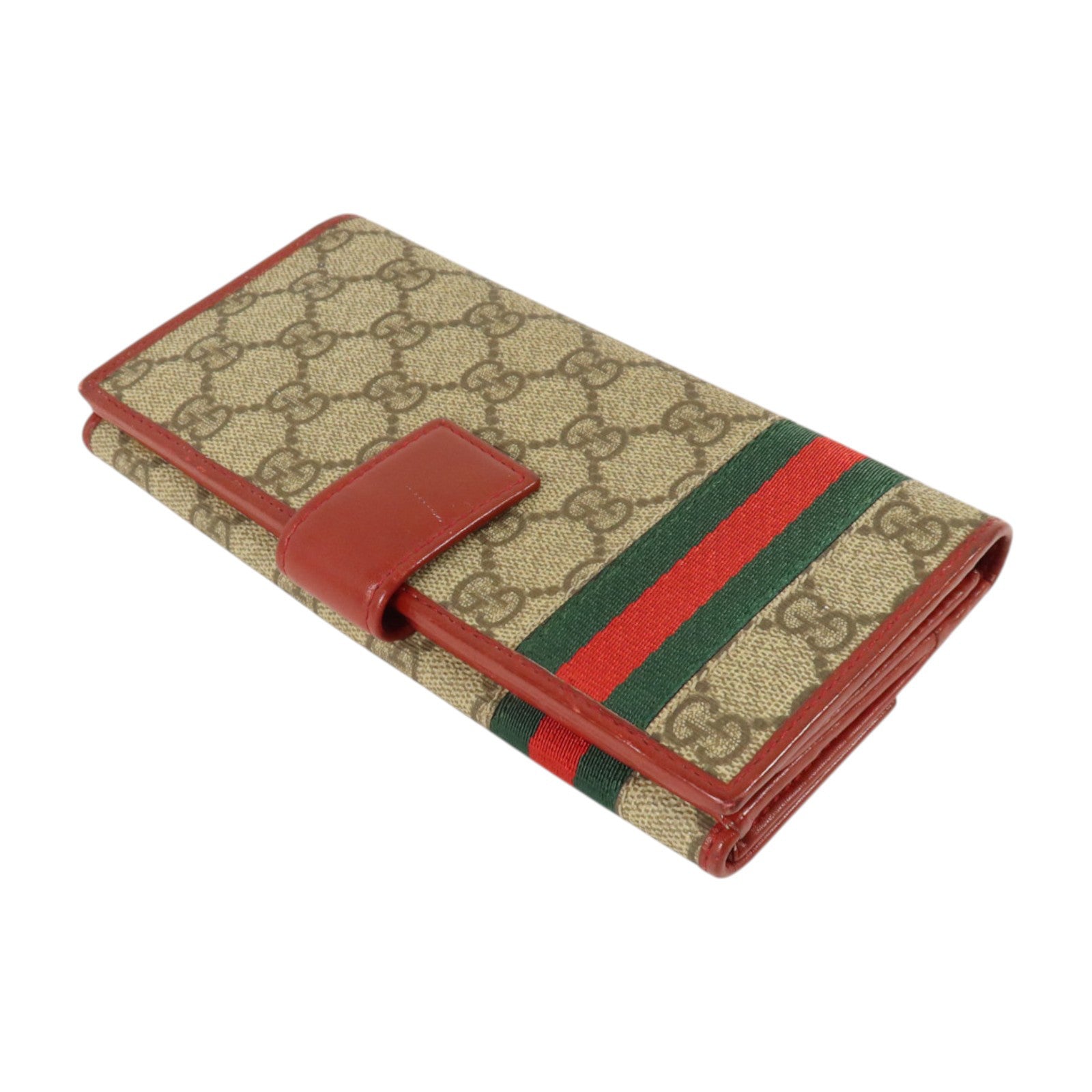GUCCI 塗層帆布Wed Continental Long Wallet金扣長錢包