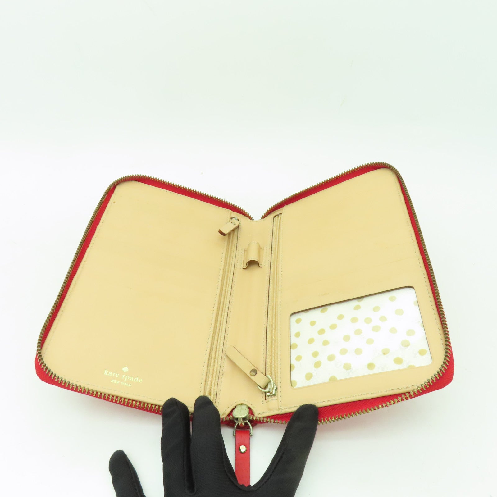 Kate Spade 【激減優惠】牛皮皮革Wallet Pouch金扣手拿包紅色
