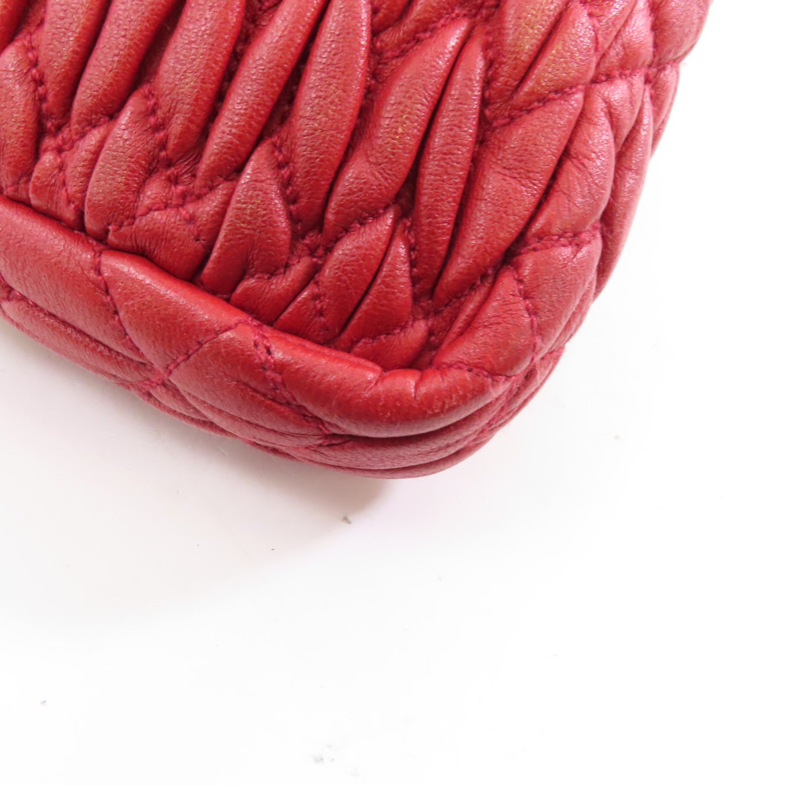 Miu Miu 羊皮皮革Shoulder Bag銀扣肩背袋紅色