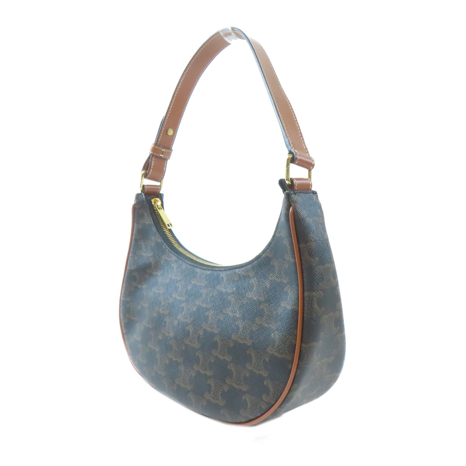 CELINE 塗層帆布Medium Ava金扣肩背袋啡色