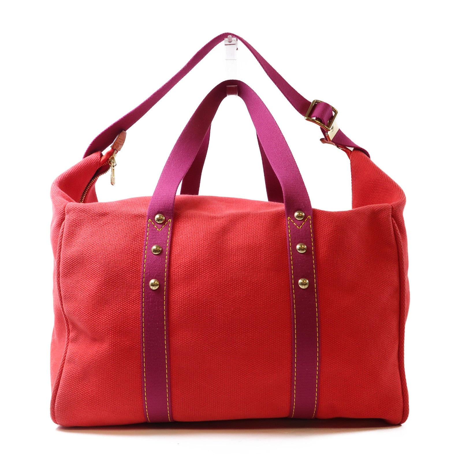 LOUIS VUITTON 帆布Antigua Sac Weekend金扣手挽袋紅色