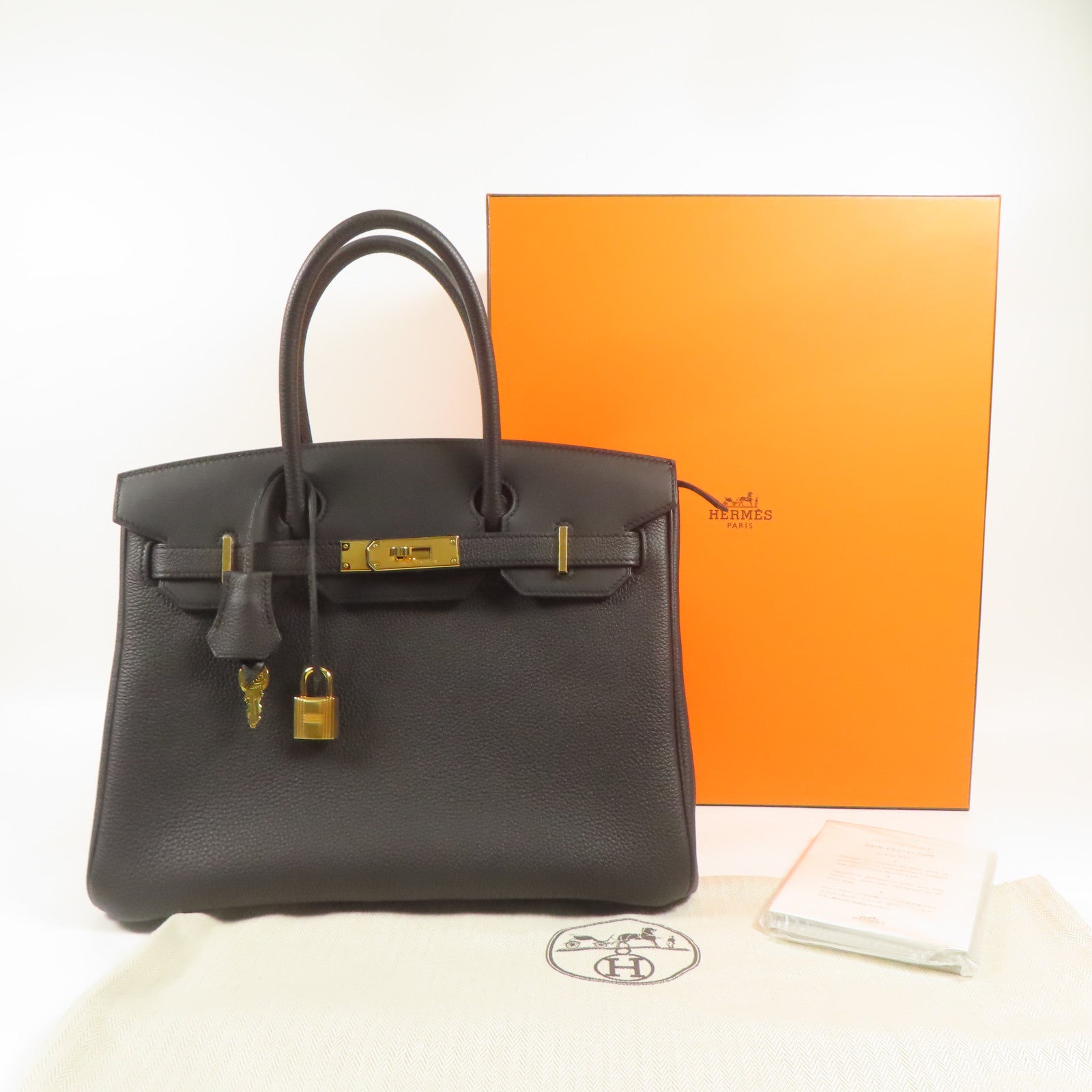 HERMES Togo皮革Birkin 30金扣手挽袋Black