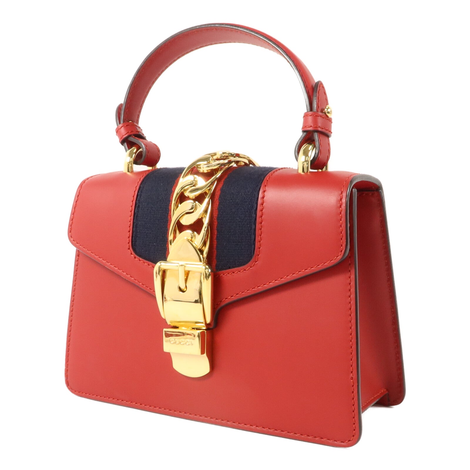 GUCCI 牛皮皮革Sylvie Mini手挽肩背兩用袋