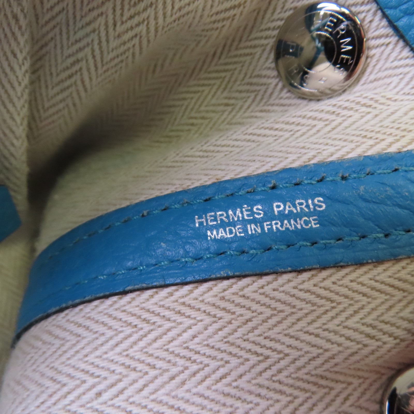 HERMES Negonda皮革Garden Party TPM Tote Bag銀扣手挽袋7B Turquoise/松石藍色