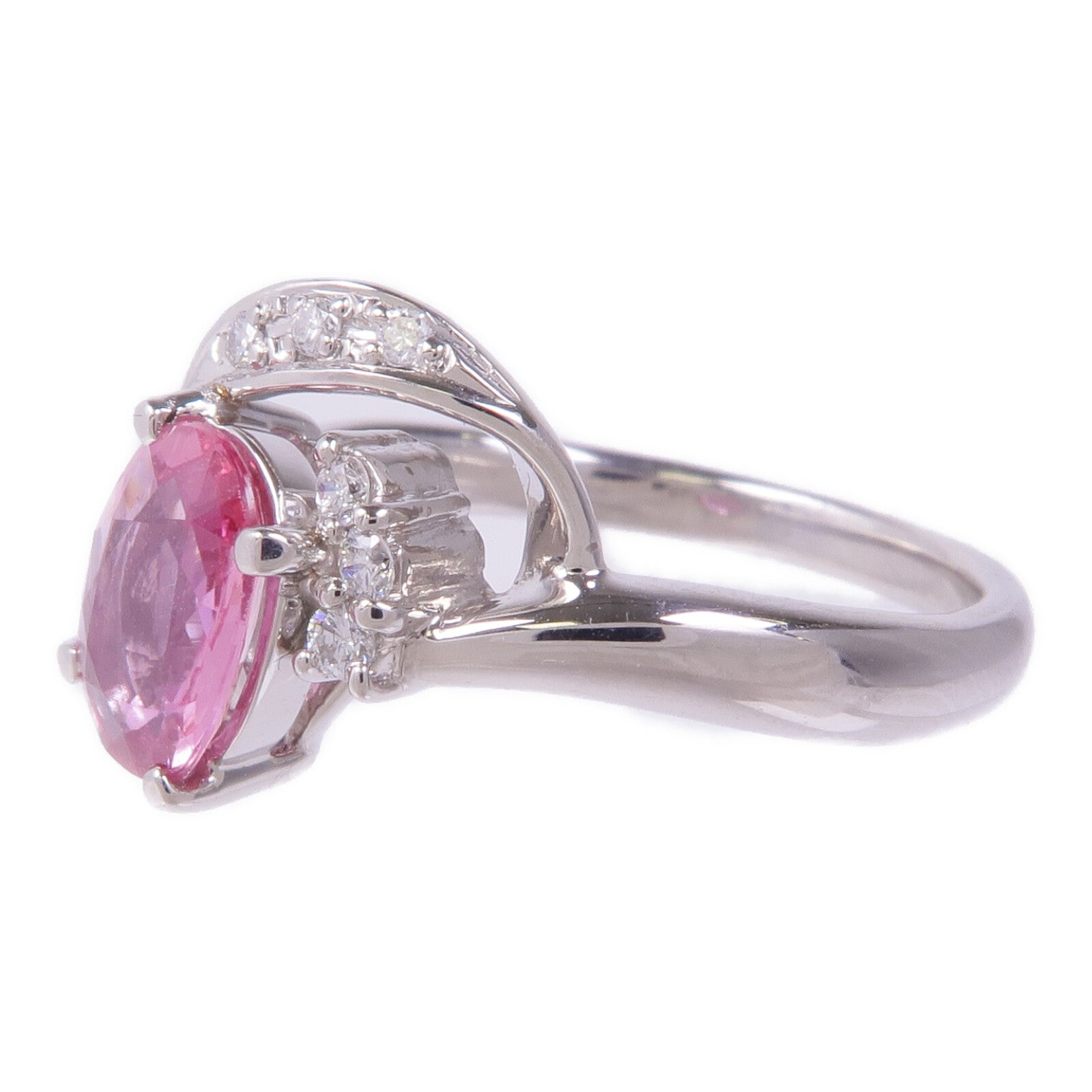 JEWELRY PT900鉑金Pink Sapphire Diamond Ring粉紅藍寶石/鑽石戒指US#6.75