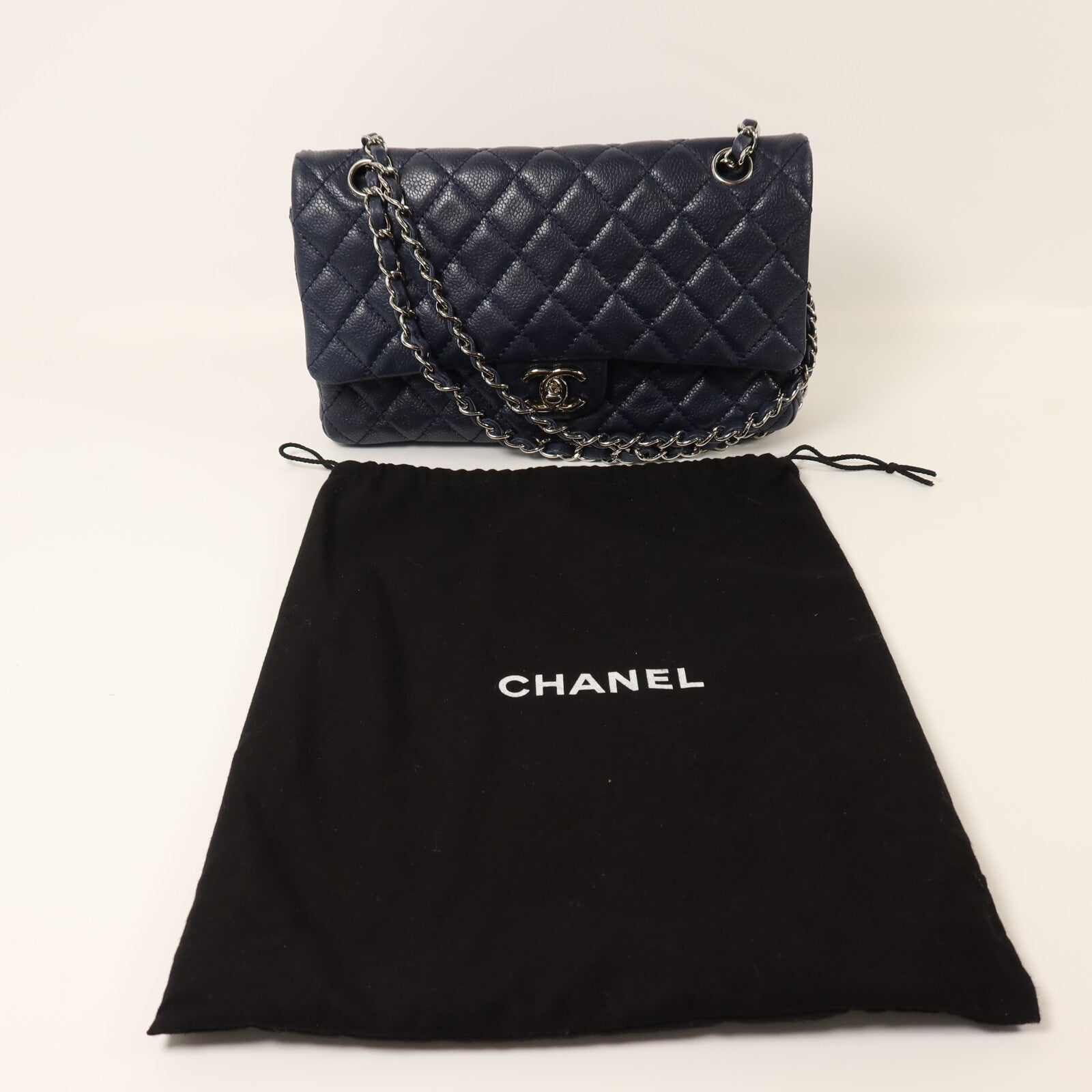 CHANEL 牛皮皮革Classic 25銀扣鏈帶肩背袋