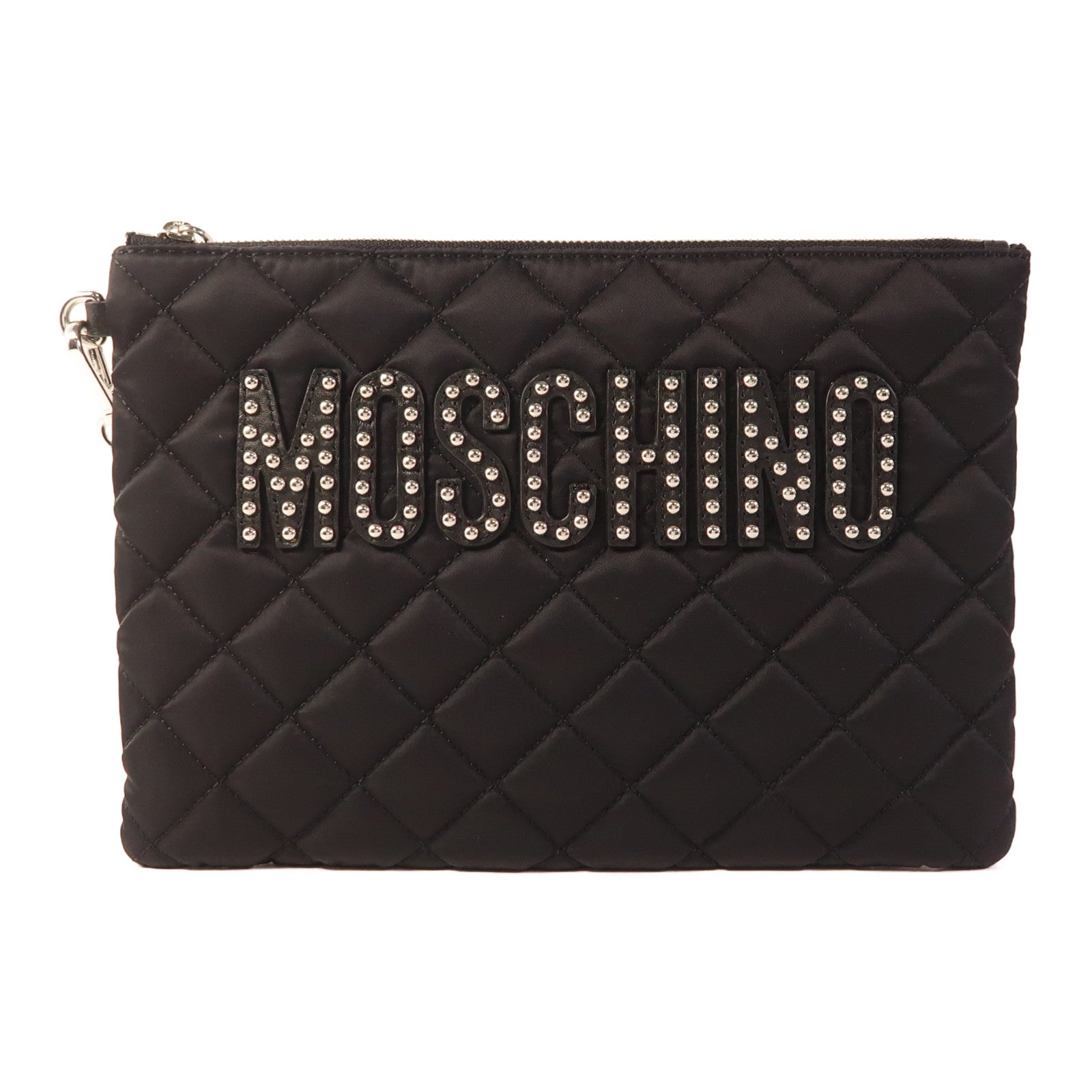 MOSCHINO 尼龍Pouch銀扣手拿包