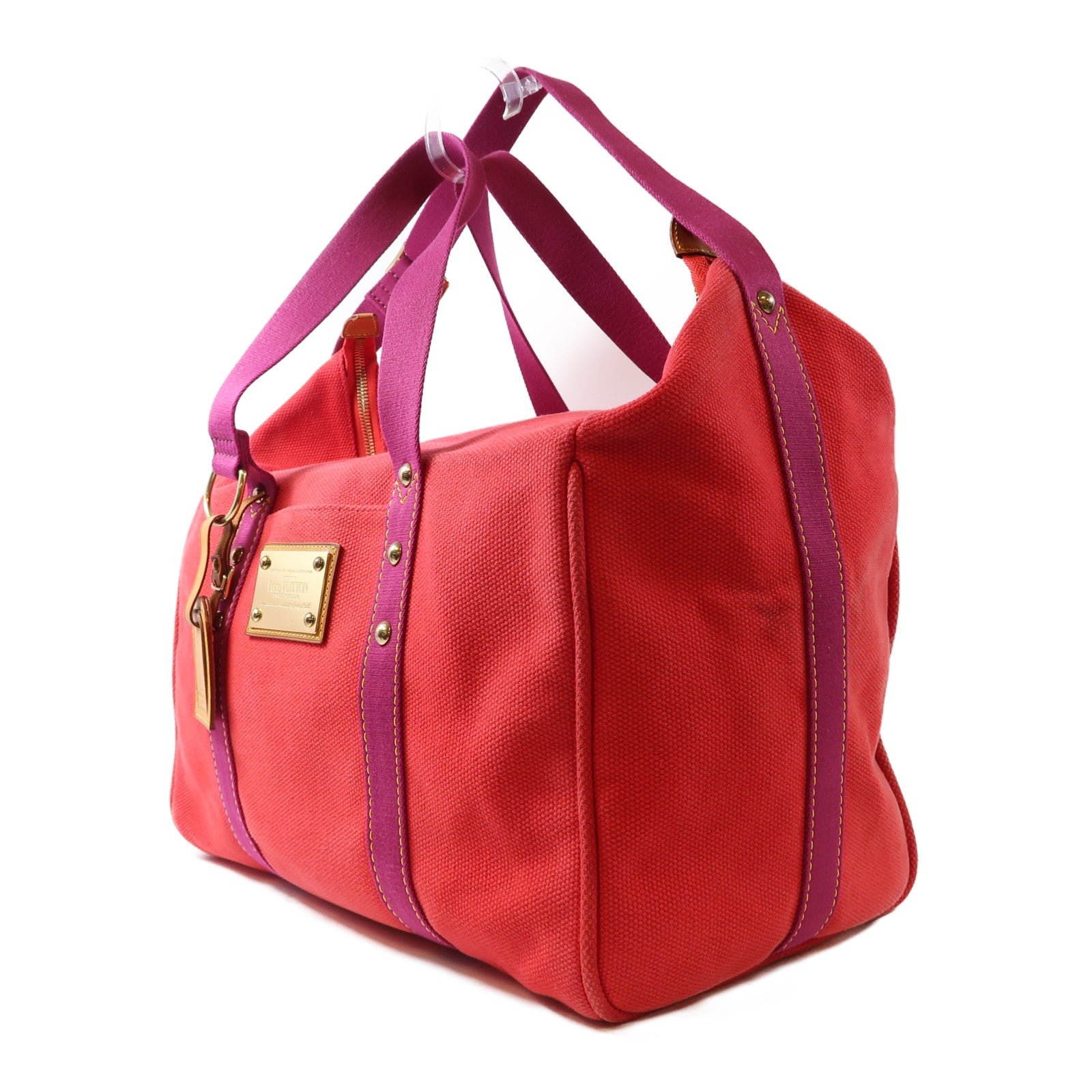 LOUIS VUITTON 帆布Antigua Sac Weekend金扣手挽袋紅色