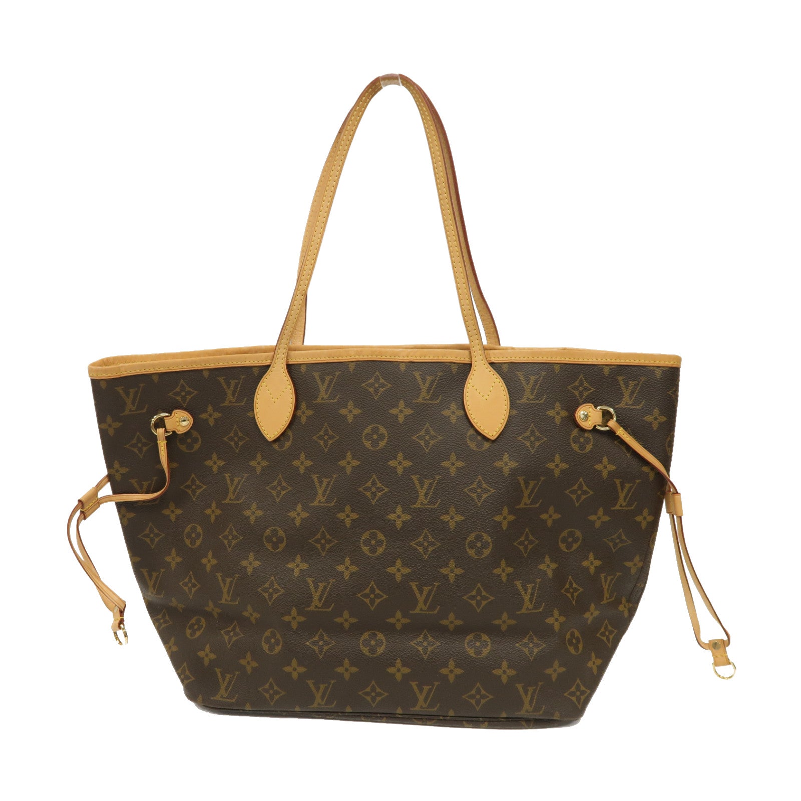 LOUIS VUITTON Monogram Neverfull MM金扣手挽袋啡色