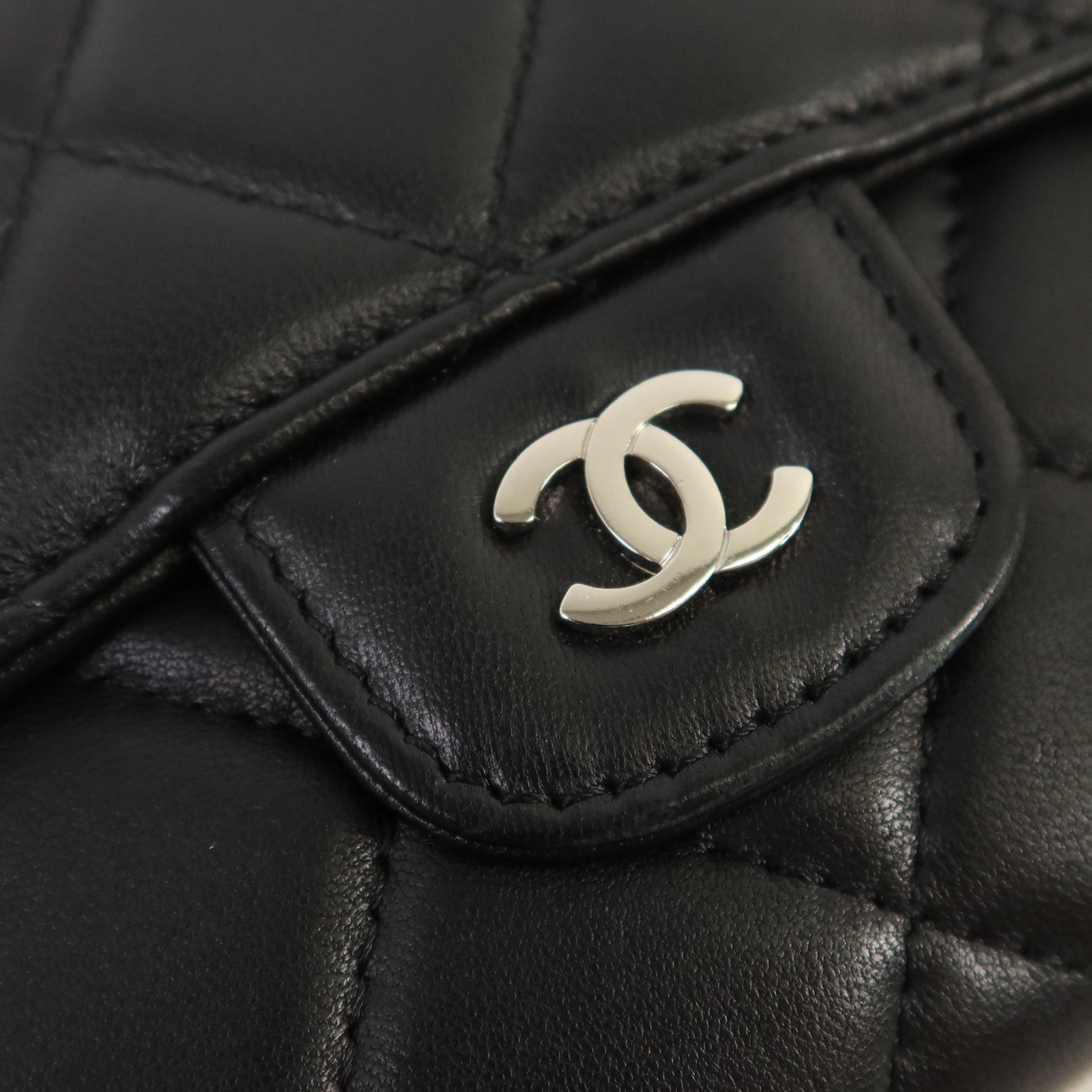 CHANEL 羊皮皮革Long Wallet銀扣長錢包