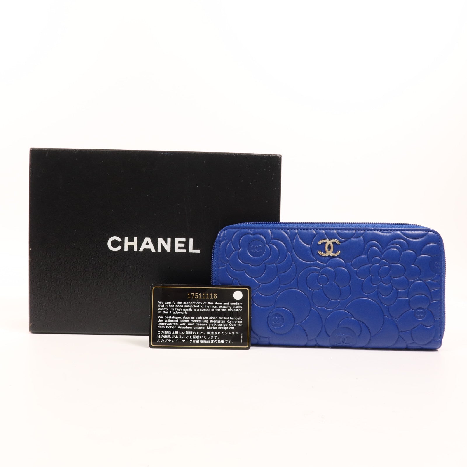 CHANEL 羊皮皮革Long Wallet銀扣長錢包