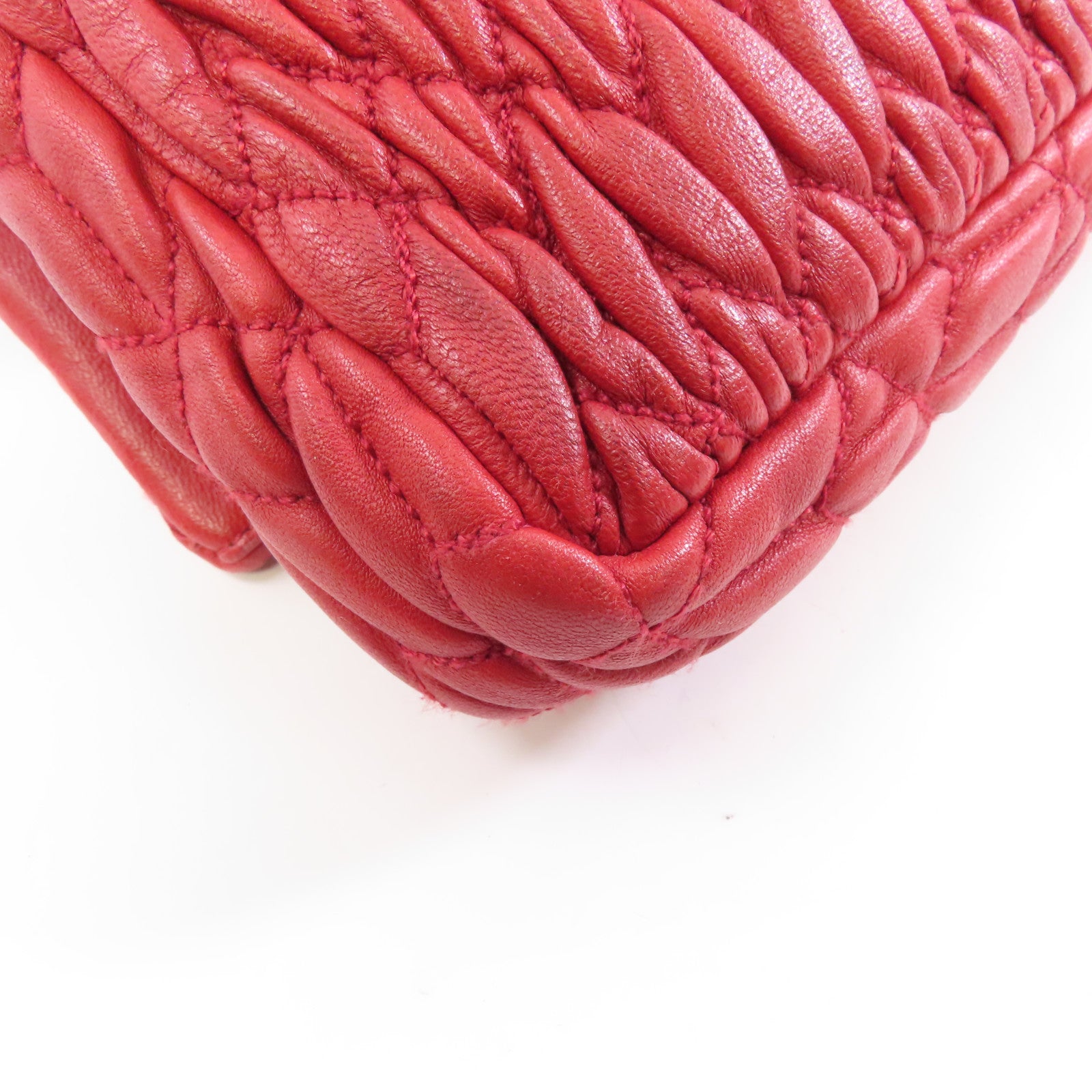 Miu Miu 羊皮皮革Shoulder Bag銀扣肩背袋紅色
