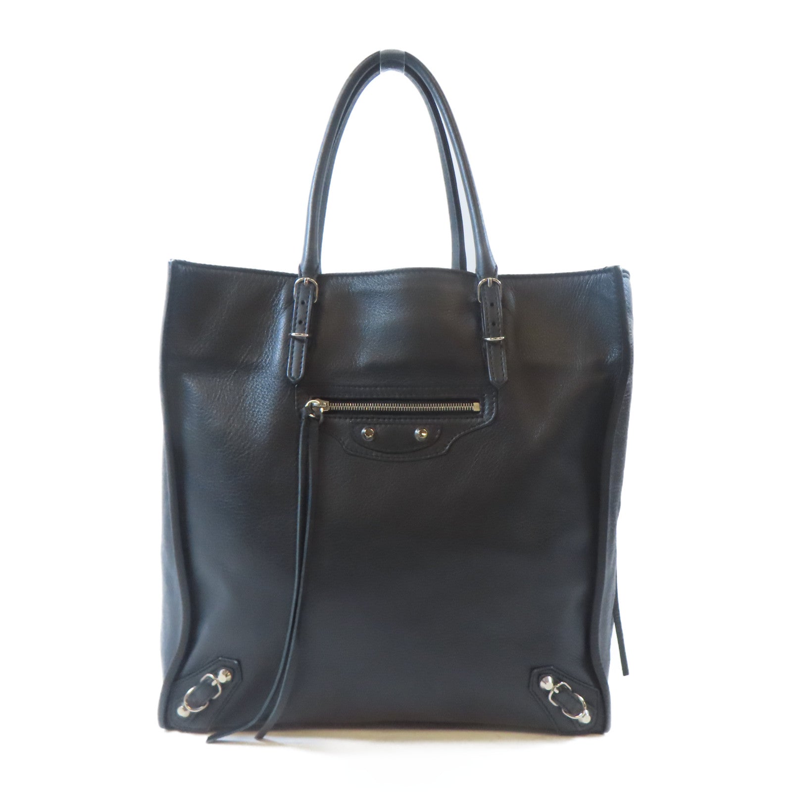 BALENCIAGA 【激減優惠】牛皮皮革Tote Bag銀扣手挽袋黑色