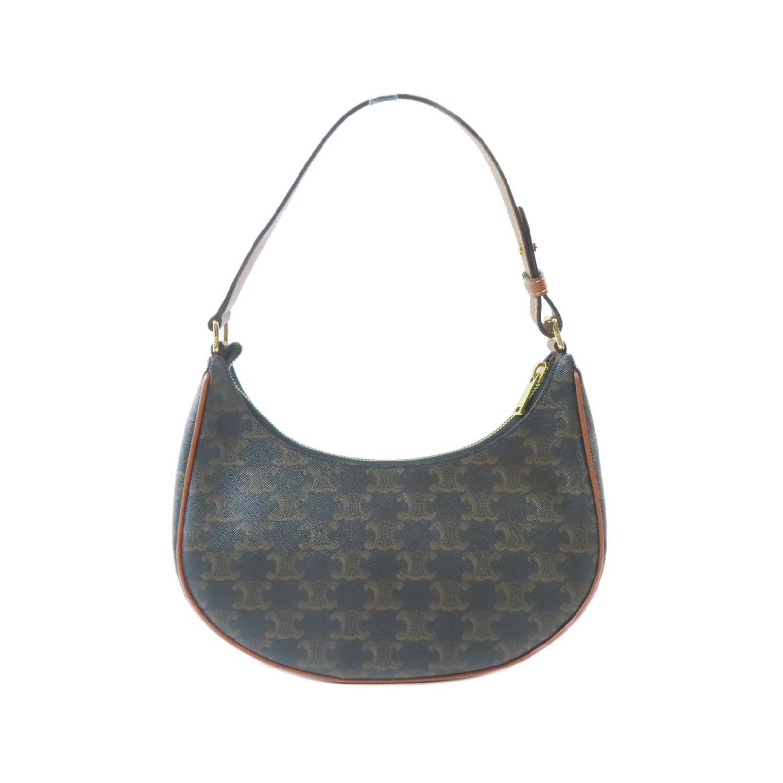 CELINE 塗層帆布Medium Ava金扣肩背袋啡色