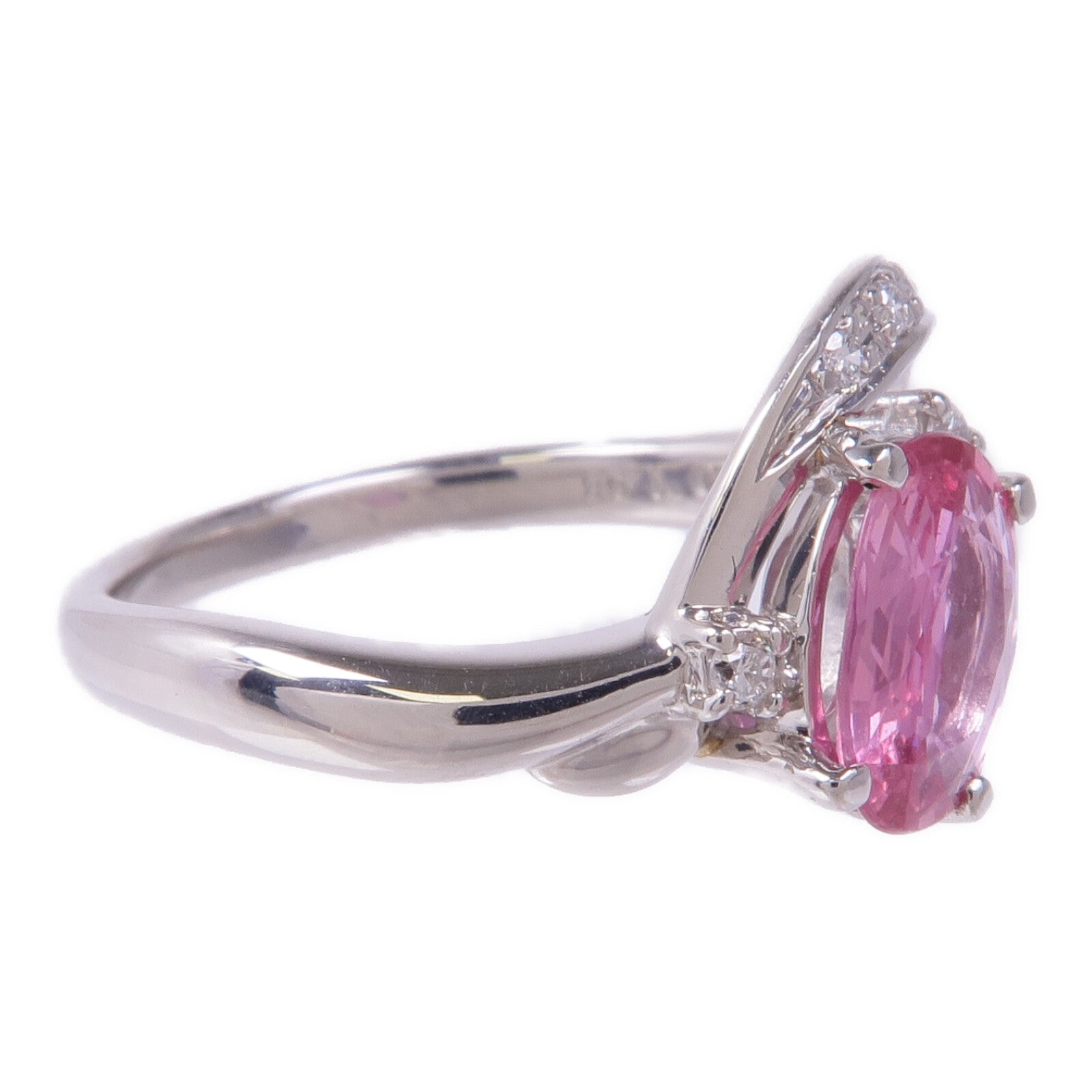 JEWELRY PT900鉑金Pink Sapphire Diamond Ring粉紅藍寶石/鑽石戒指US#6.75