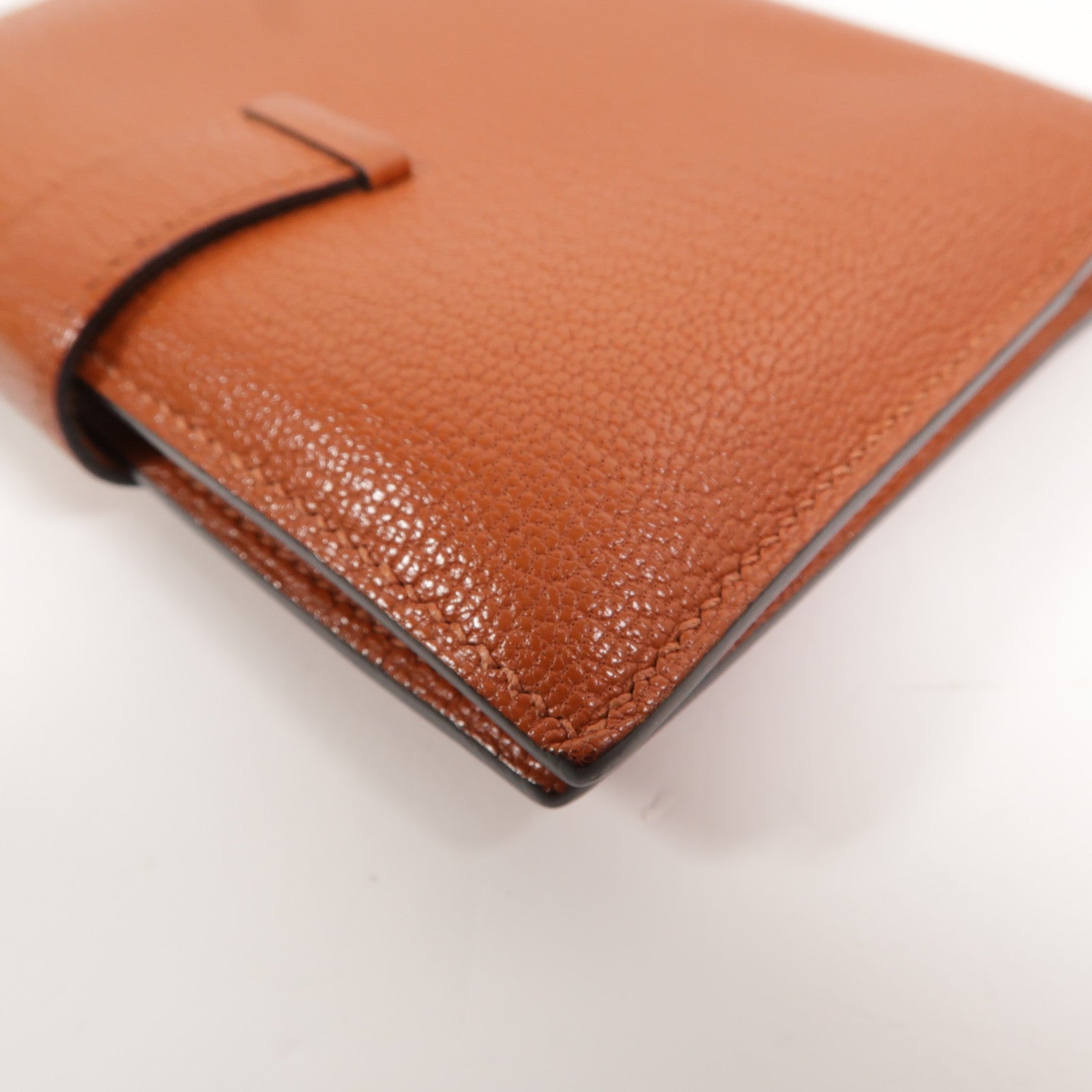 HERMES Chevre皮革Bearn Compact Wallet錢包Cuivre