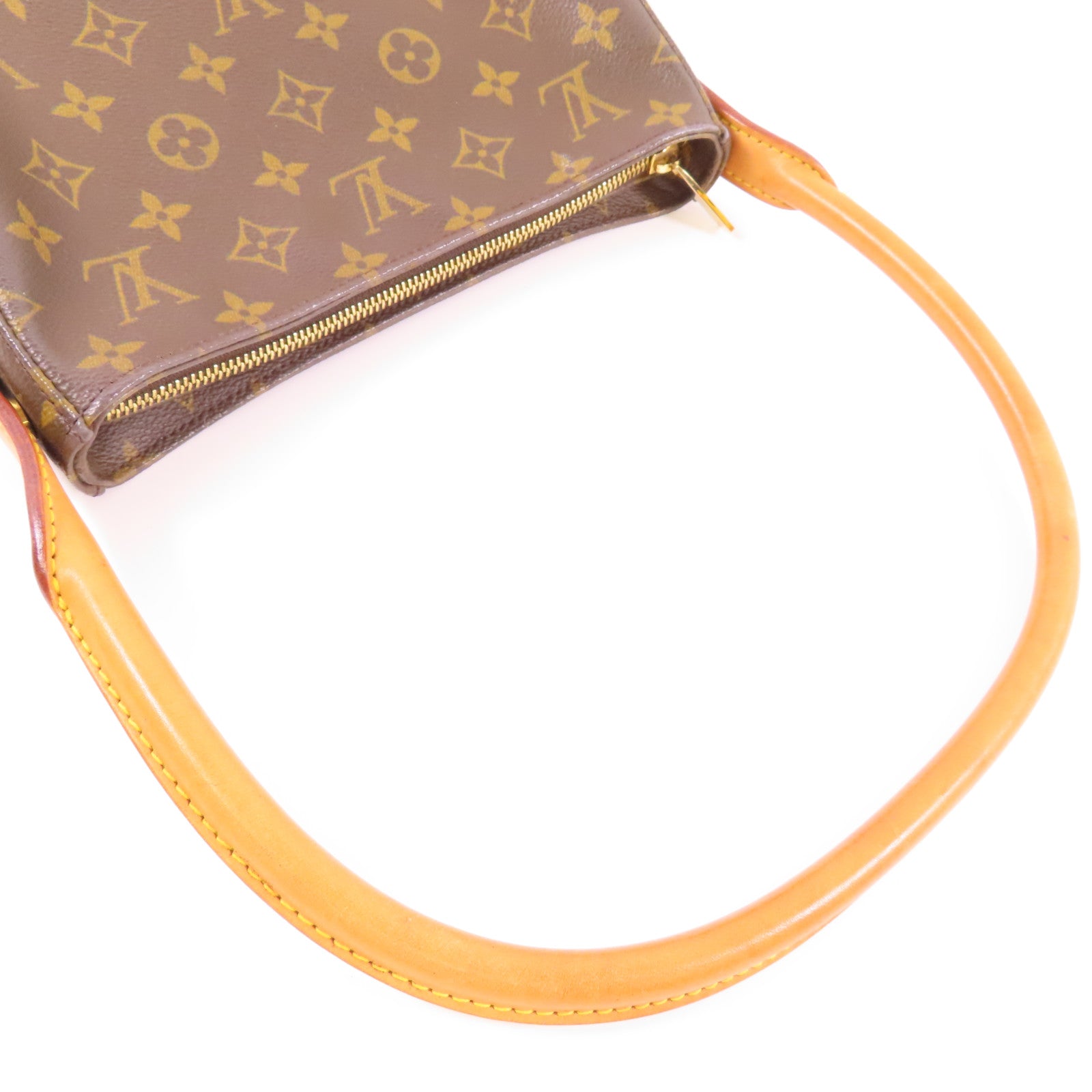 LOUIS VUITTON Monogram Looping MM金扣肩背袋棕色