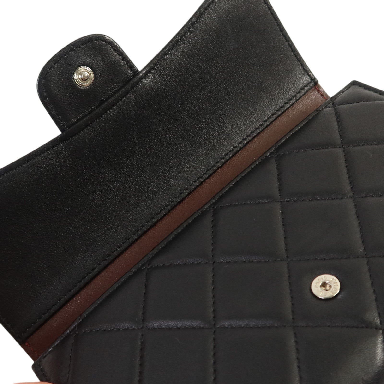 CHANEL 羊皮皮革Long Wallet銀扣長錢包