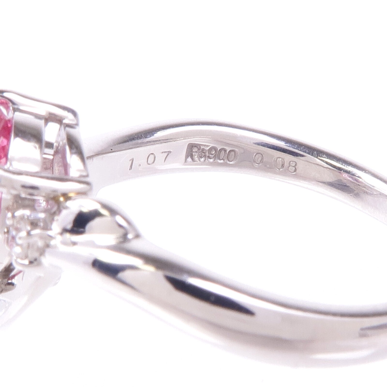 JEWELRY PT900鉑金Pink Sapphire Diamond Ring粉紅藍寶石/鑽石戒指US#6.75