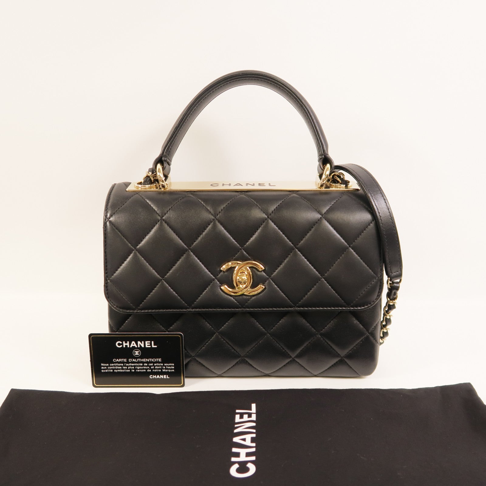 CHANEL 羊皮皮革Trendy CC Top Handle Bag鏈帶手挽肩背兩用袋