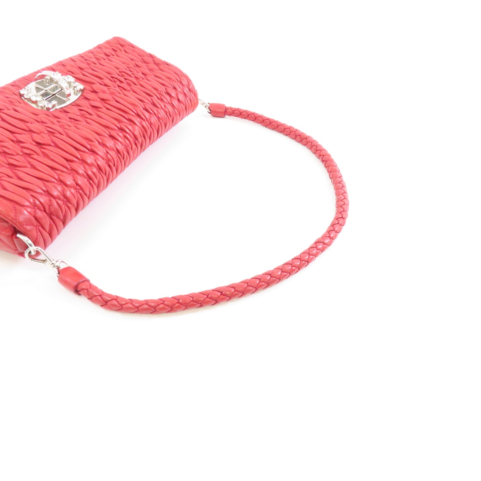 Miu Miu 羊皮皮革Shoulder Bag銀扣肩背袋紅色