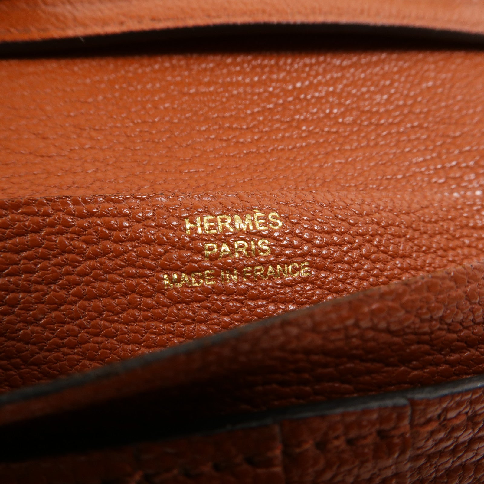HERMES Chevre皮革Bearn Compact Wallet錢包Cuivre