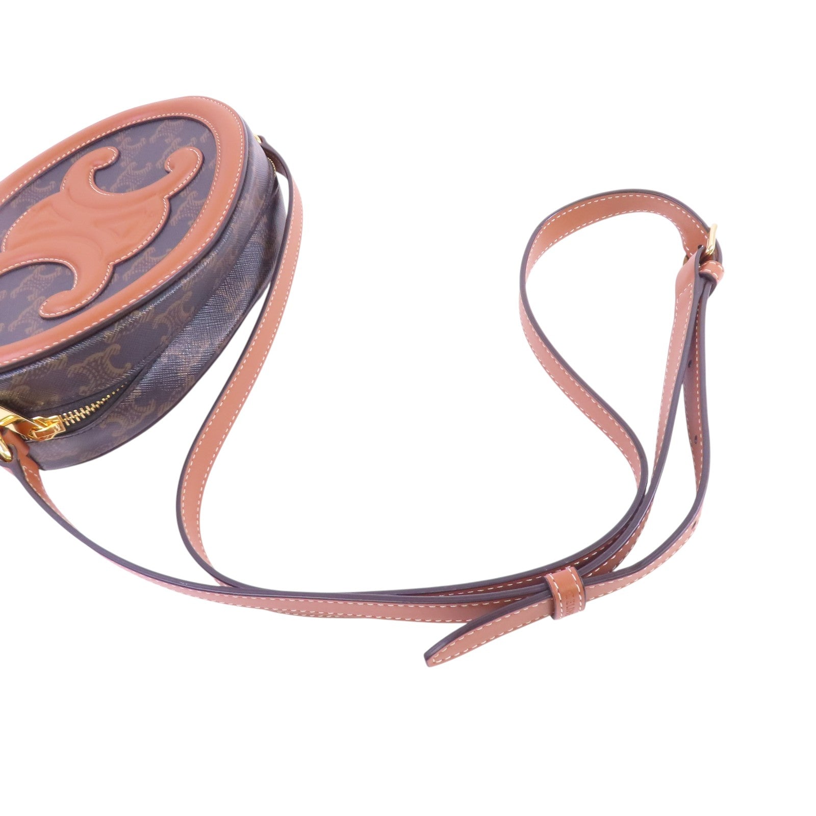 CELINE Triomphe帆布Triomphe Oval Shoulder Bag金扣肩背袋