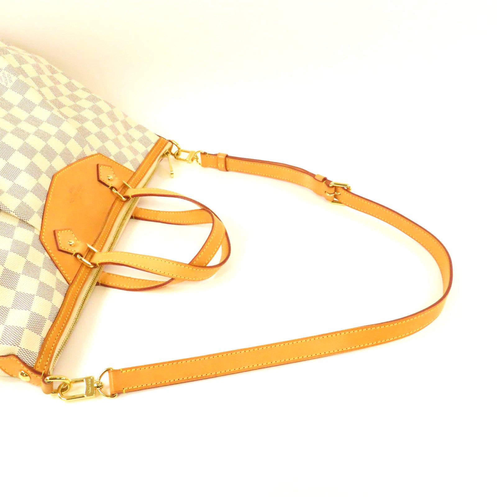 LOUIS VUITTON 【激減優惠】Damier Azur Siracusa GM金扣手挽肩背兩用袋藍色/白色