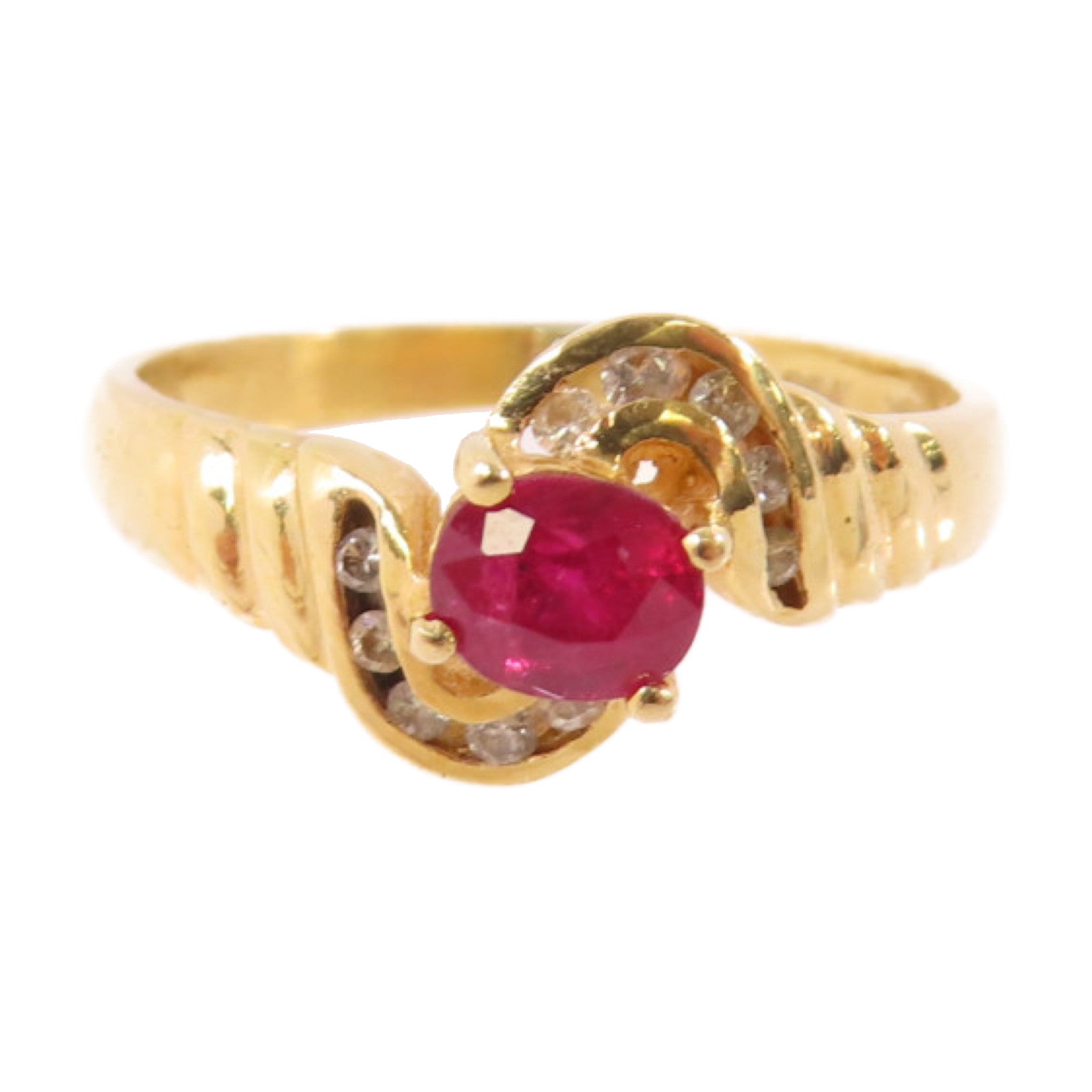 JEWELRY (PRICE DOWN) Ruby Diamond Ring US#5 18K Yellow Gold