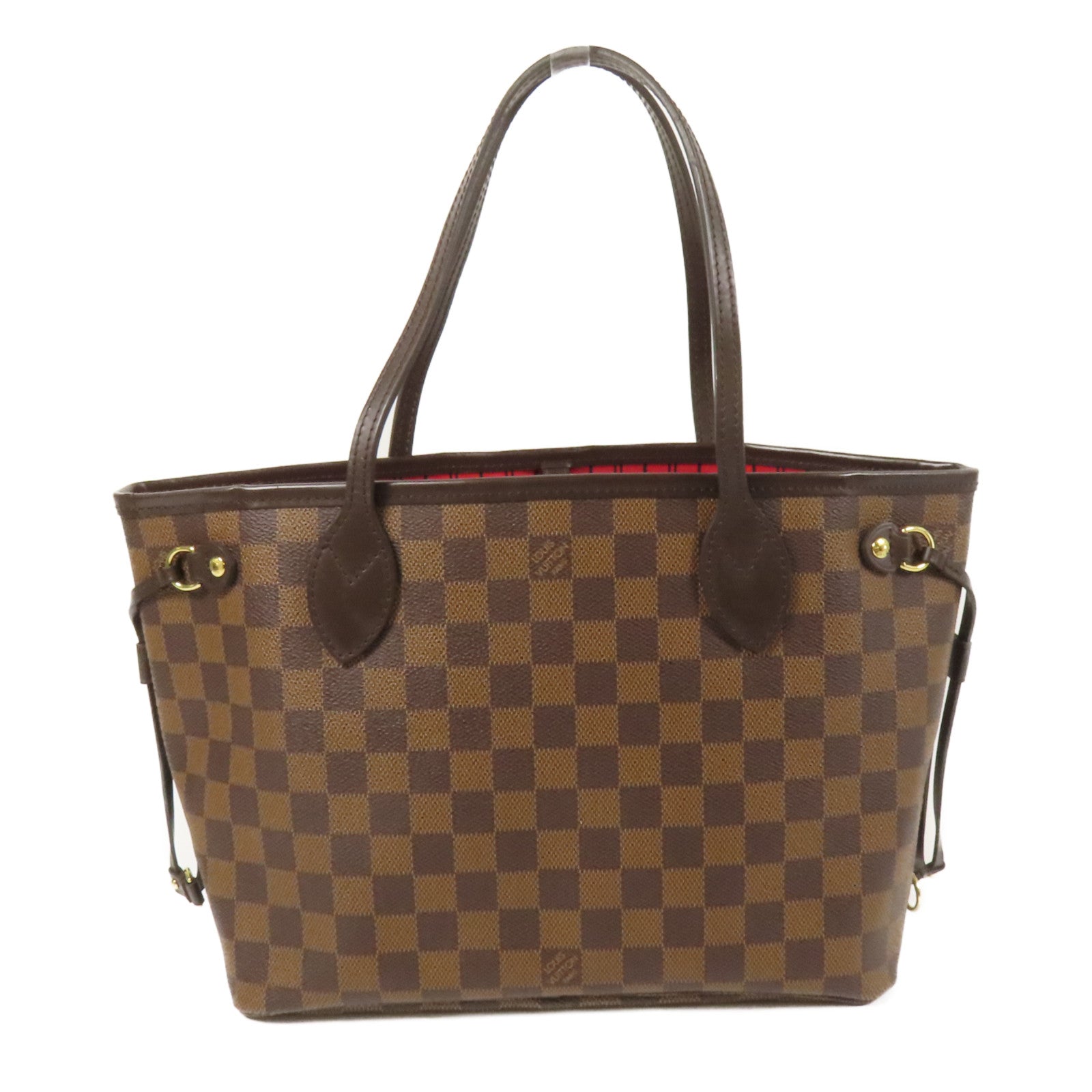 LOUIS VUITTON Damier Neverfull PM金扣手挽袋