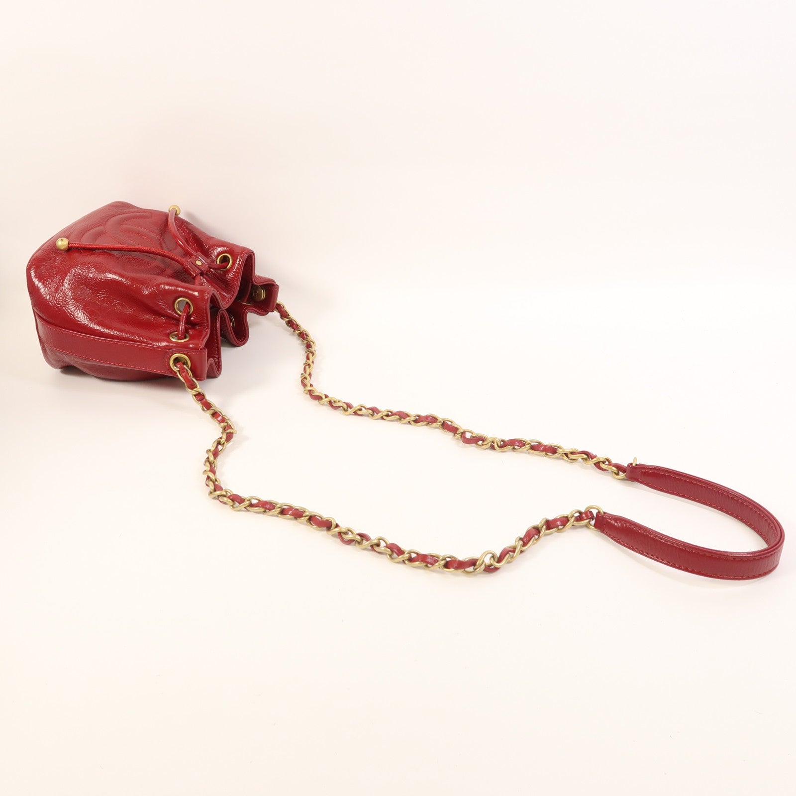 CHANEL 牛皮皮革Chain Shoulder金扣鏈帶肩背袋