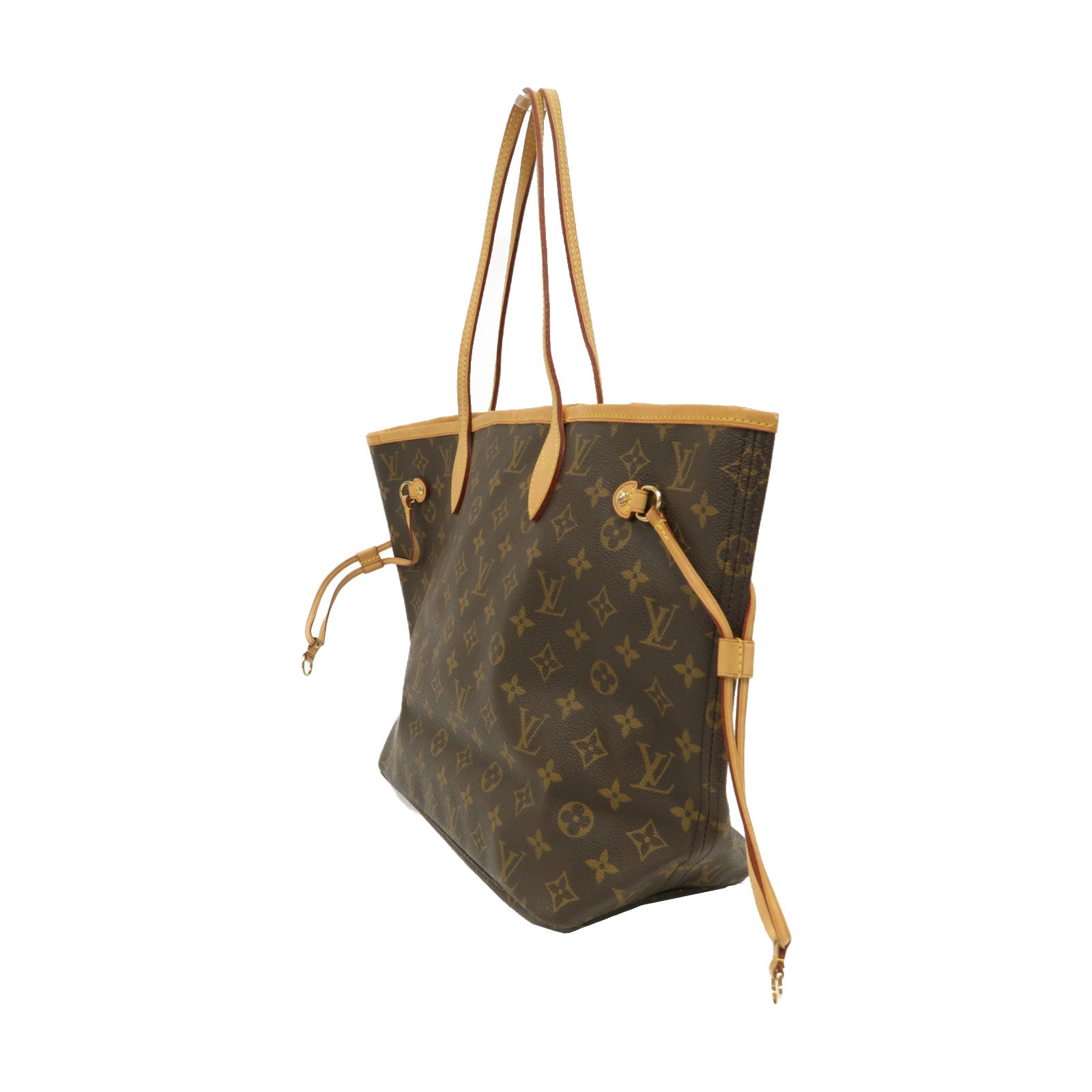 LOUIS VUITTON Monogram Neverfull MM金扣手挽袋啡色