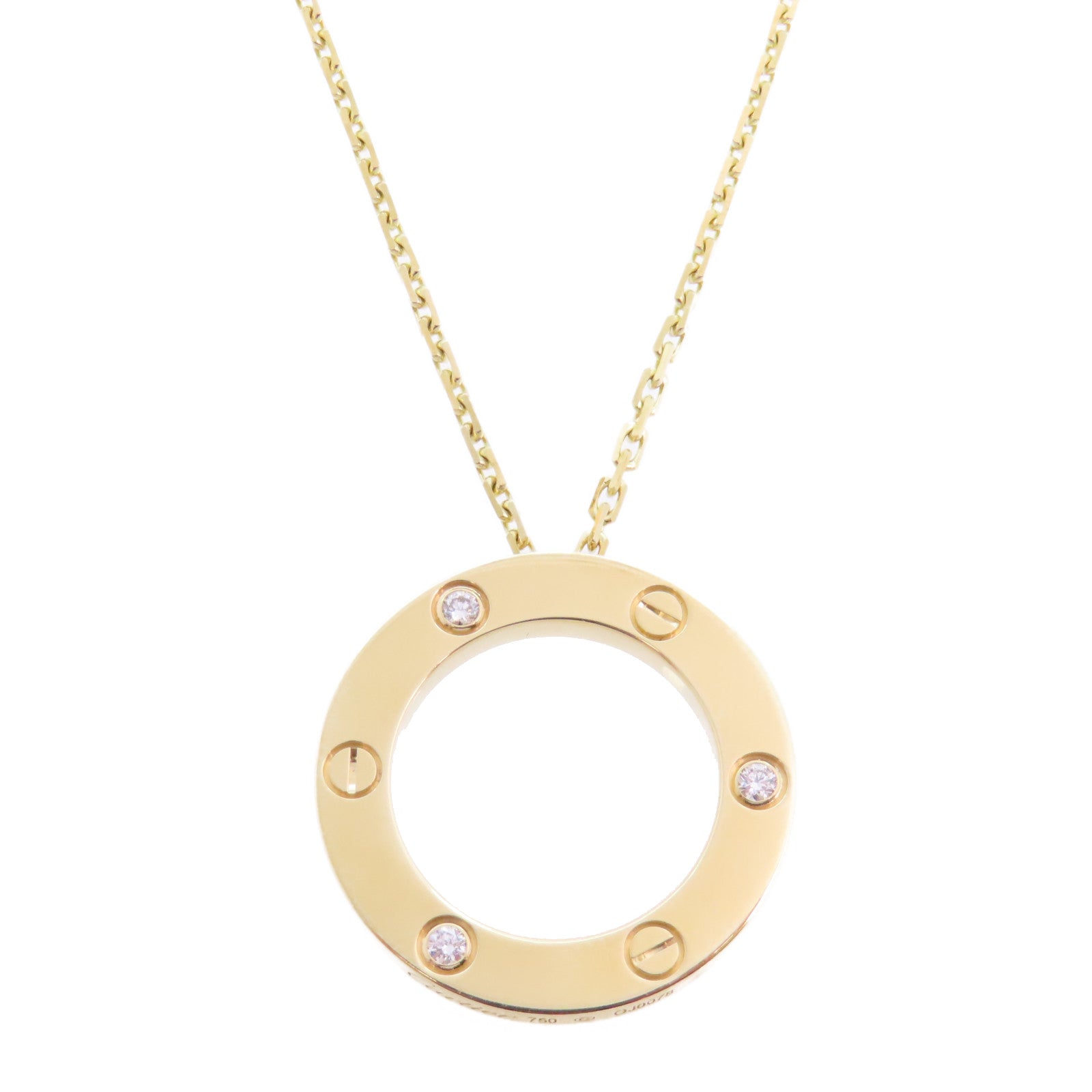 CARTIER GHW Love Circle 3P Diamond Necklace B7014500 18K Yellow Gold