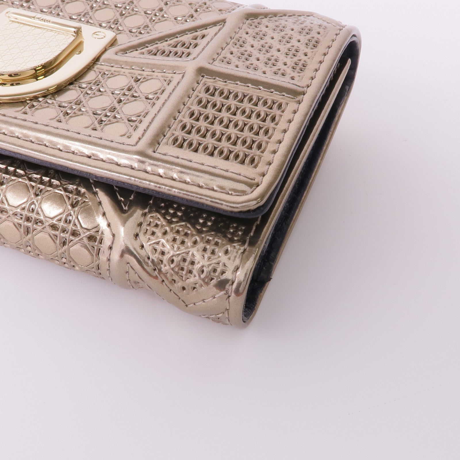 Dior 漆皮皮革Diorama金扣錢包