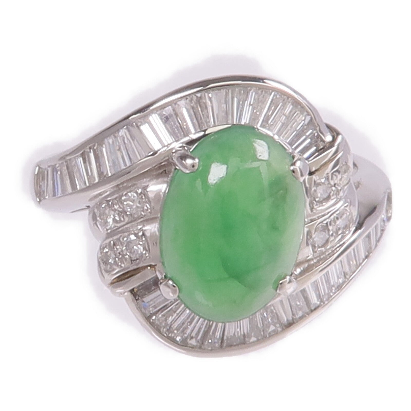 JEWELRY PT900鉑金Jade Diamond Ring翡翠/鑽石戒指US#5.5