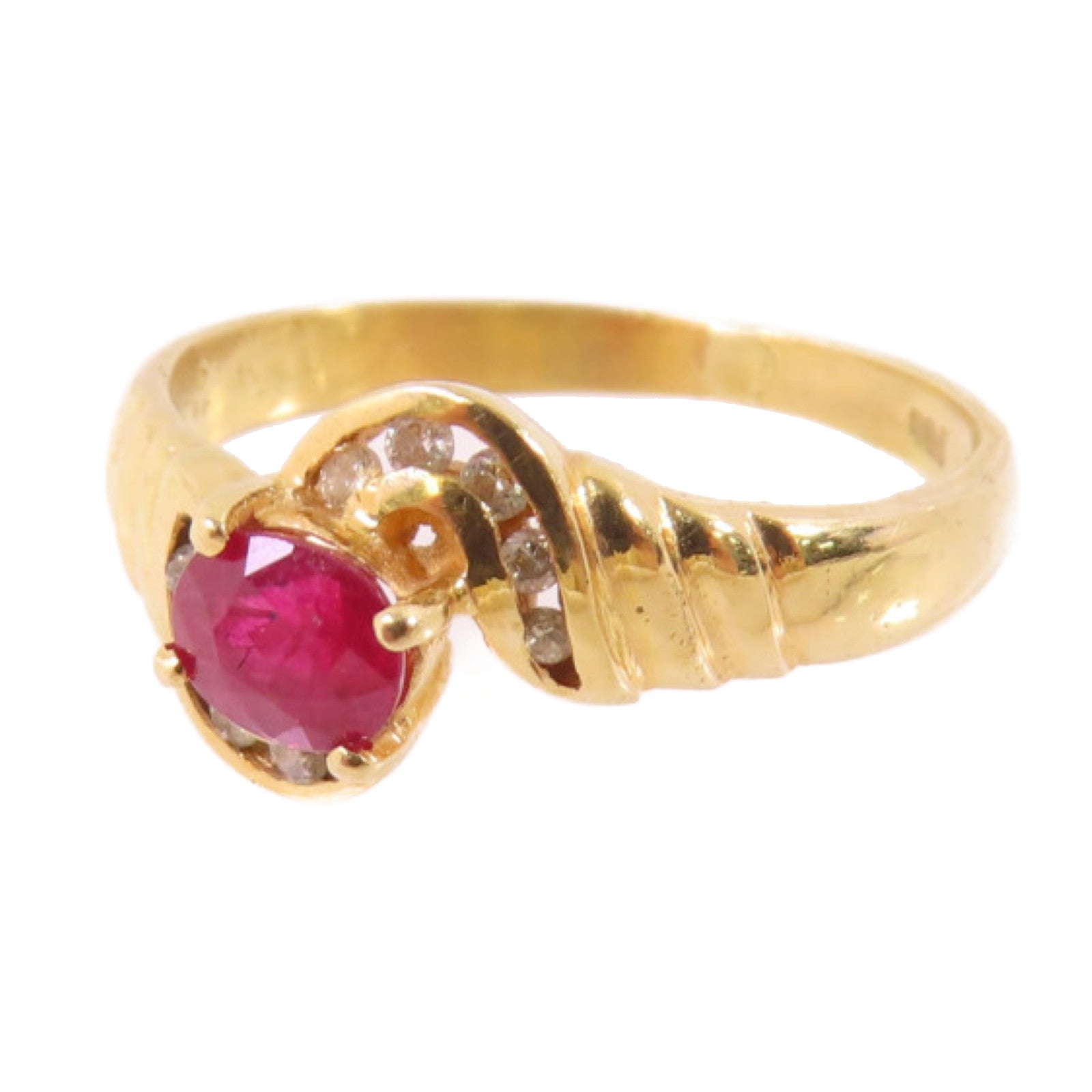 JEWELRY (PRICE DOWN) Ruby Diamond Ring US#5 18K Yellow Gold